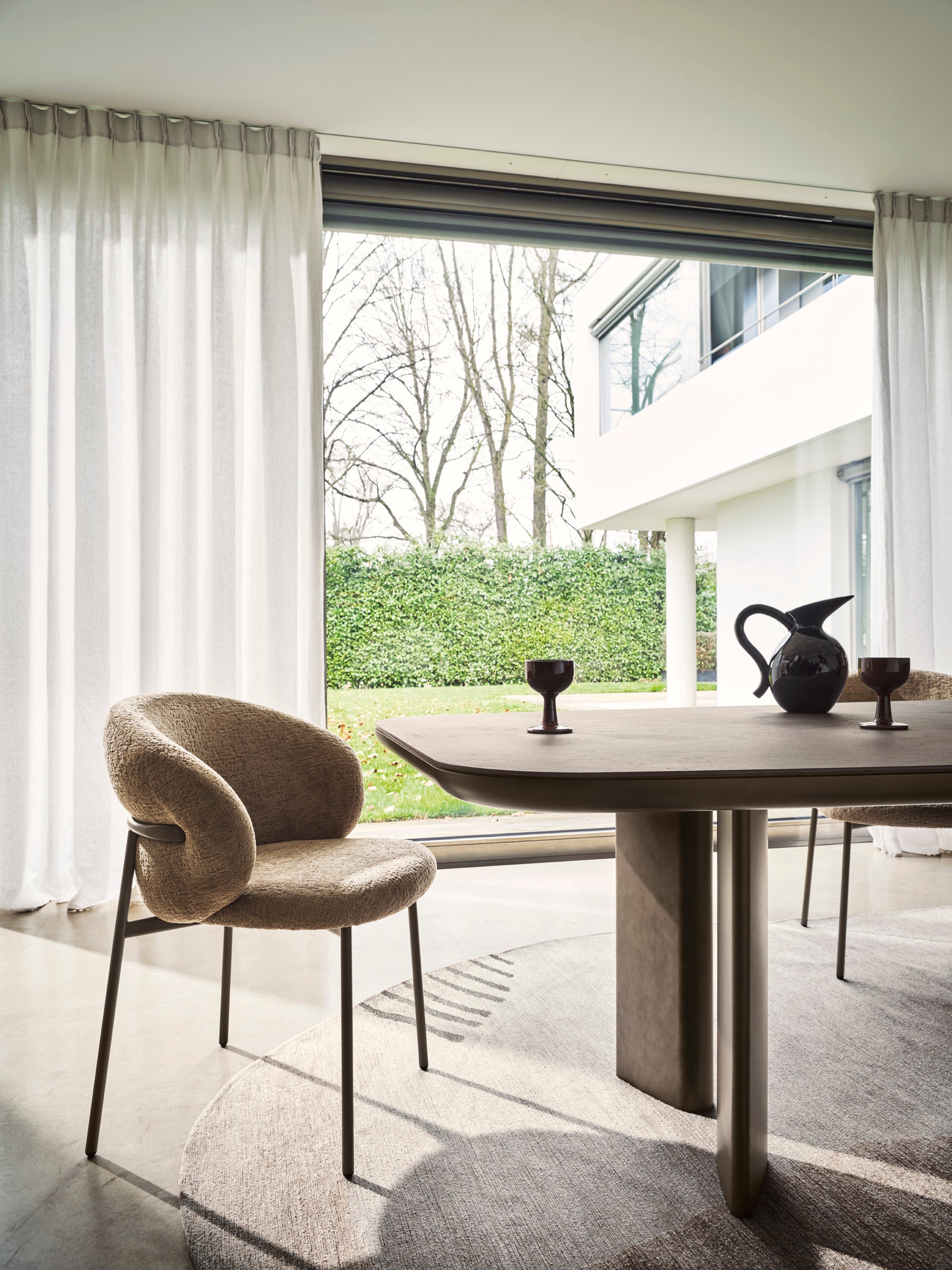 Stół SANDY brązowy blat z brązową szczotkowaną podstawą