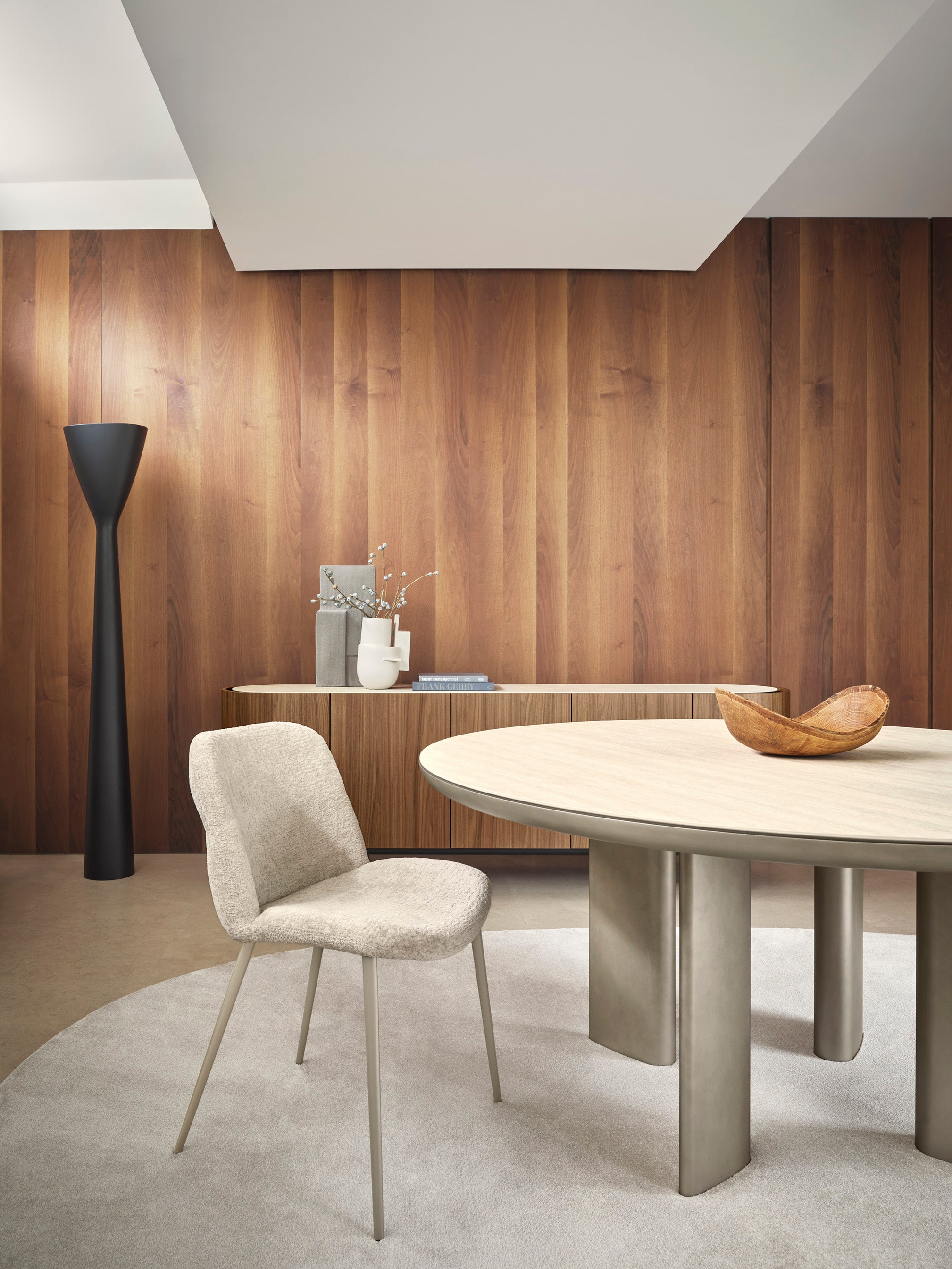 Round Table SANDY with Beige Top and Beige Base