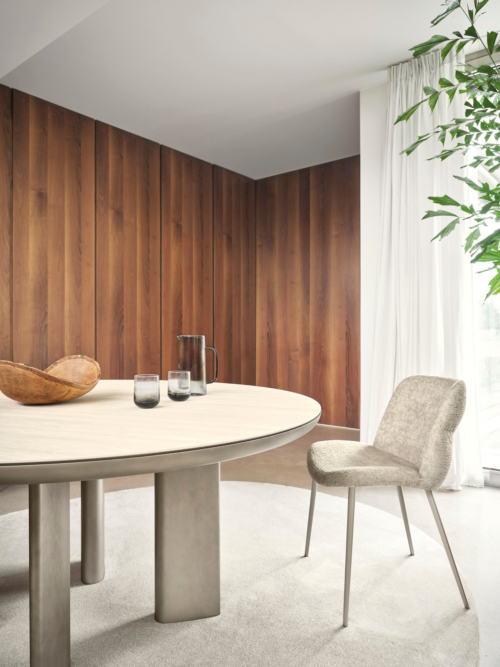 Round Table SANDY with Beige Top and Beige Base