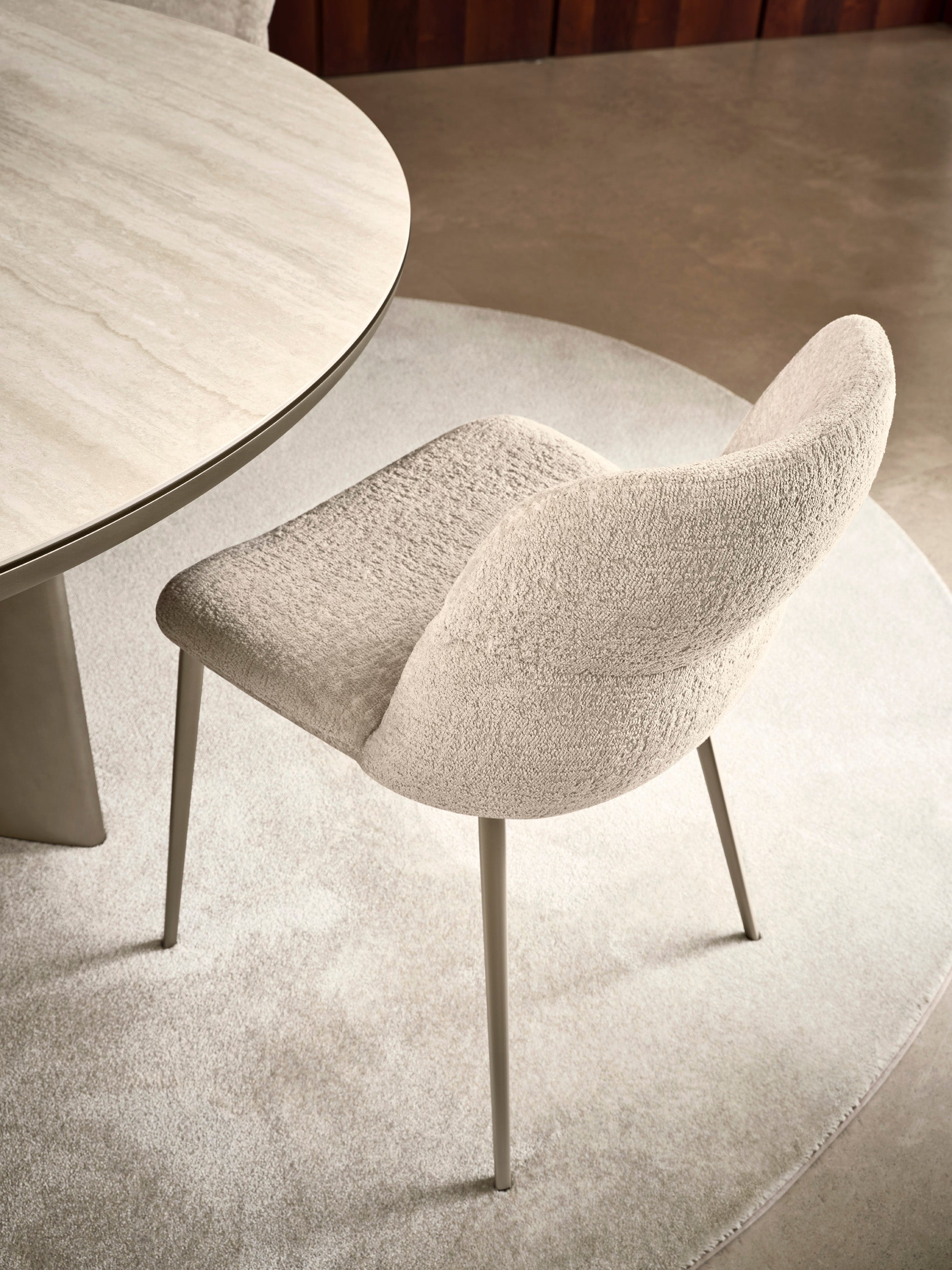 Round Table SANDY with Beige Top and Beige Base