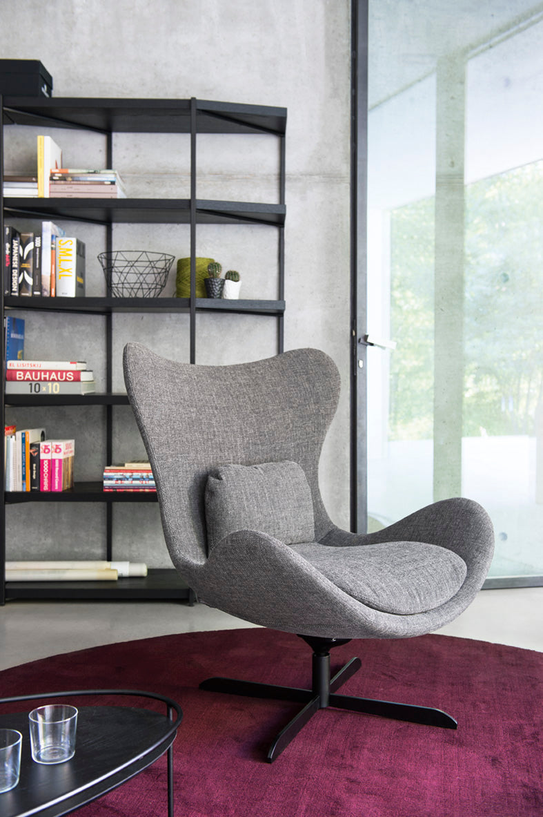Drehstuhl LAZY gepolstert mit schwarzem Metallgestell