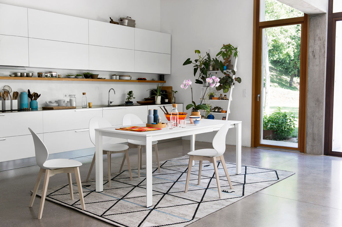 BASIL Chair with White Seat and Bleached Wooden Base