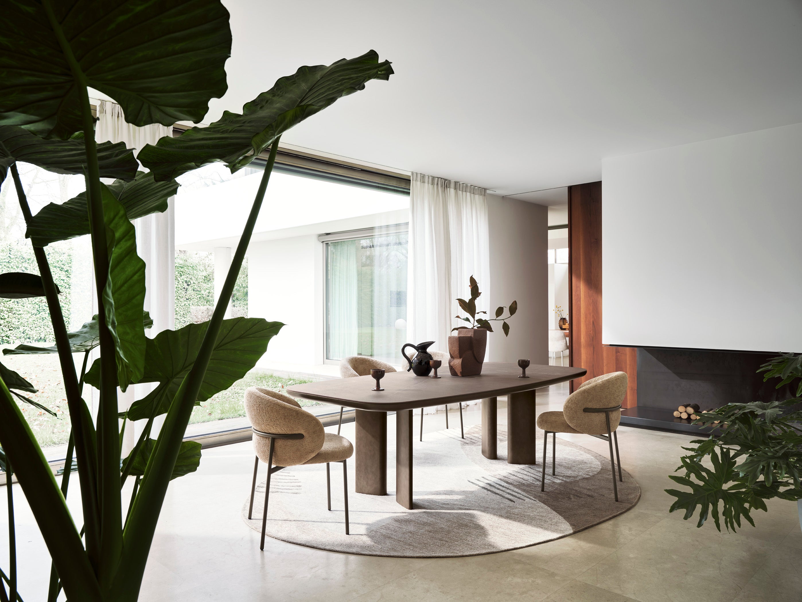 Stół SANDY brązowy blat z brązową szczotkowaną podstawą