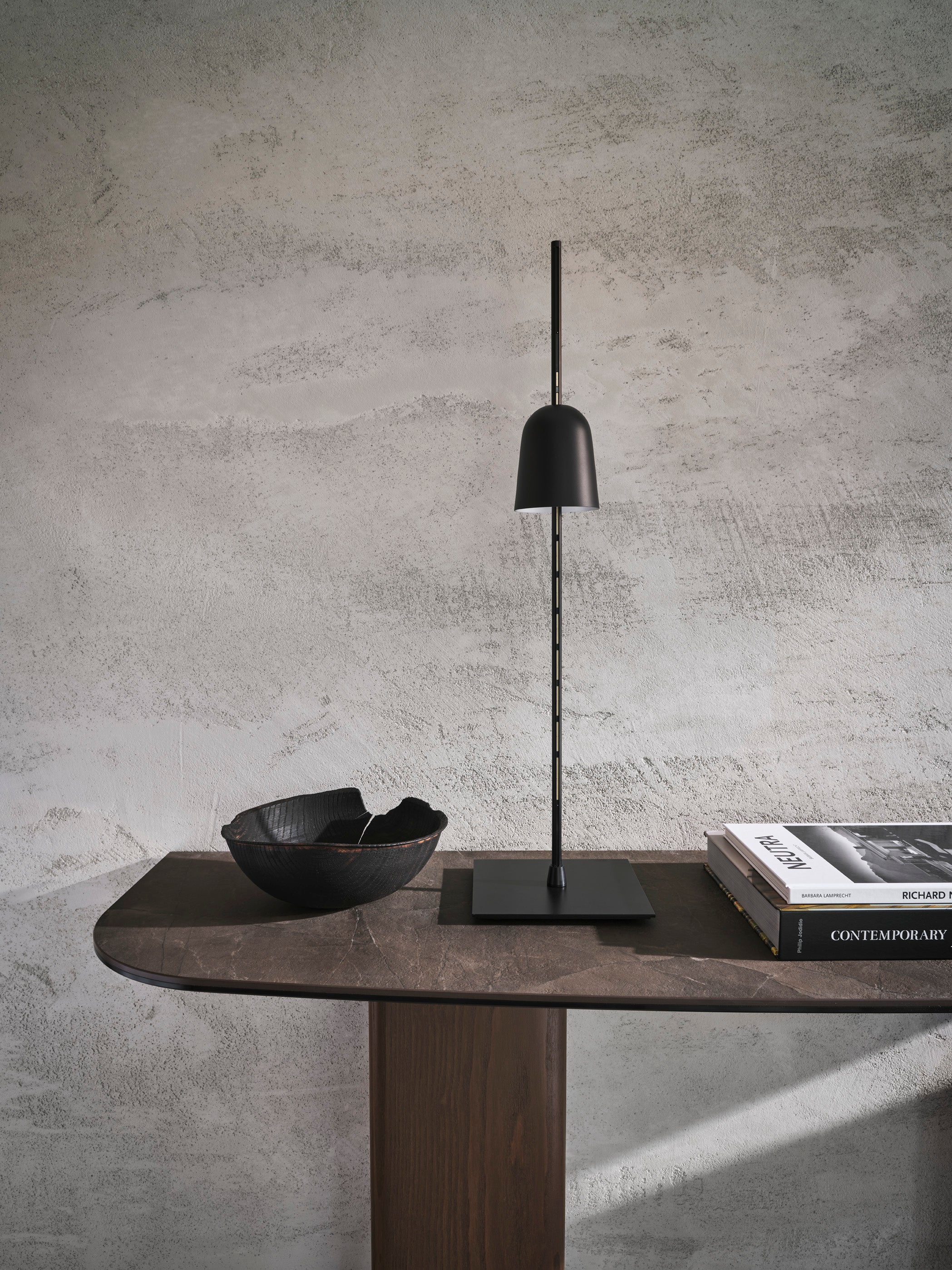 SANDY Console Black Ceramic with Walnut Base