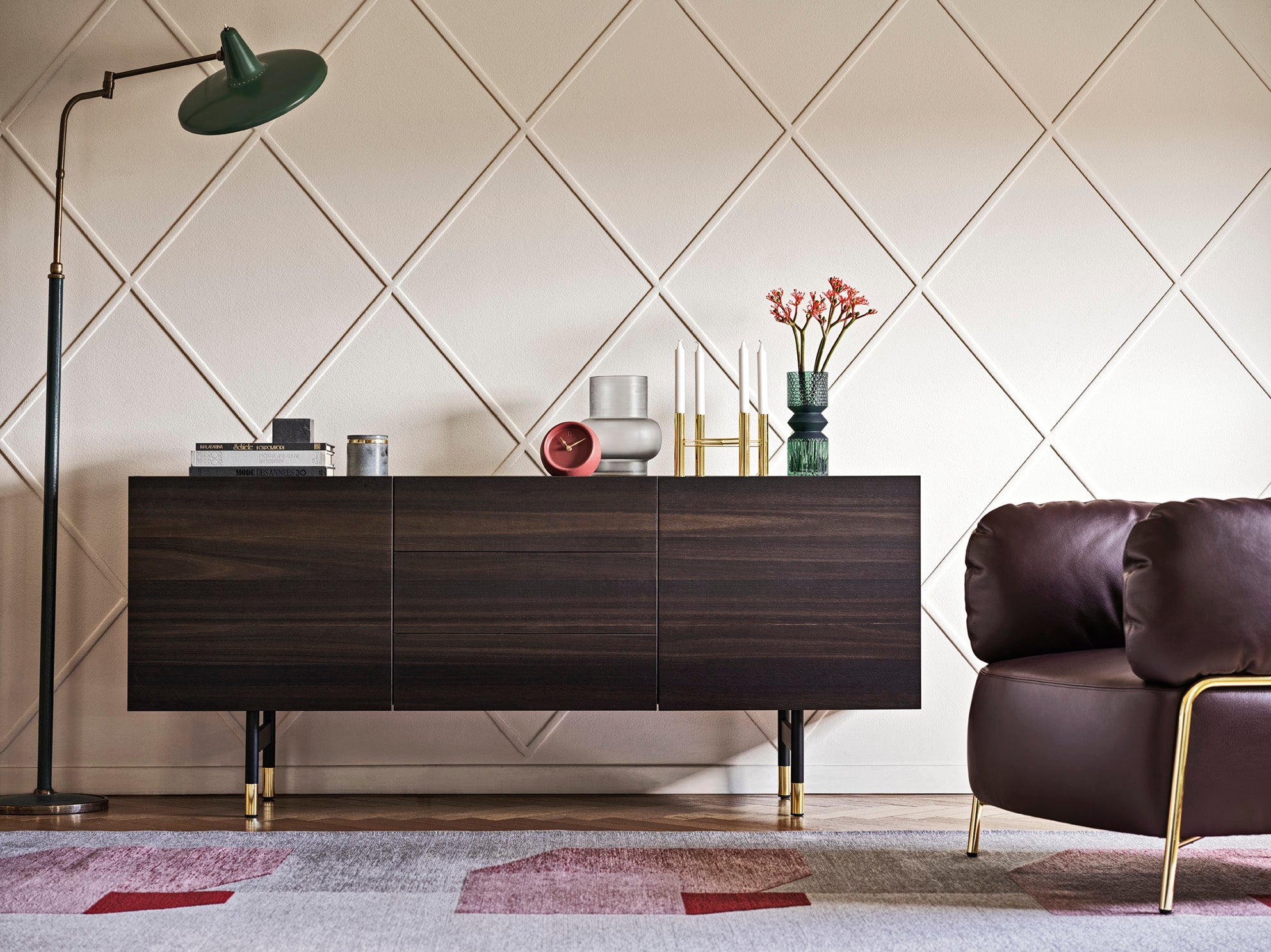 Komoda HORIZON ciemne drewno z białym blatem