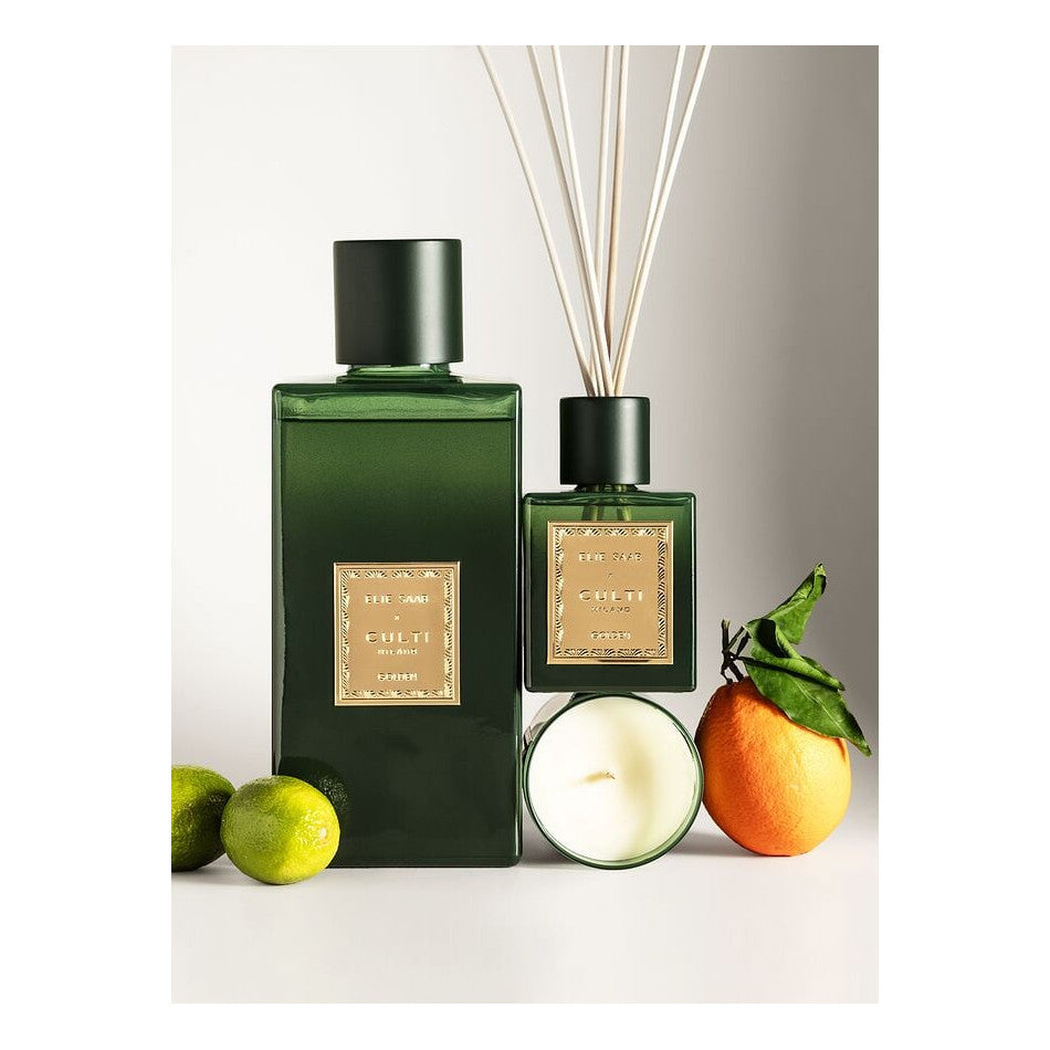 Duftdiffusor GOLDEN mit Noten von bitterer Orange, Mandarine, Ingwer, Orangenblüten und Zeder.