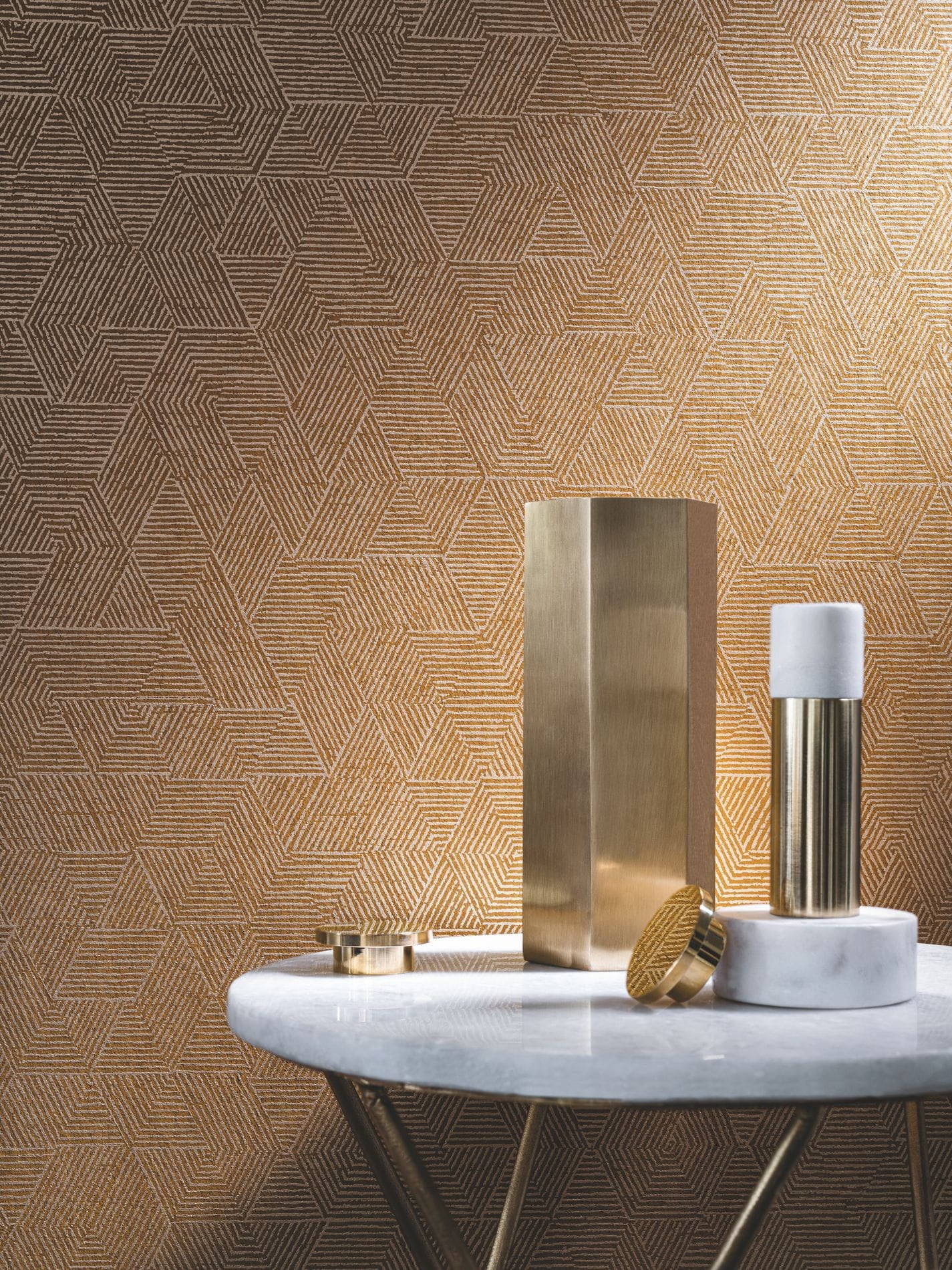 Geometric Pattern Wallpaper JOSEF - Tobacco Brown