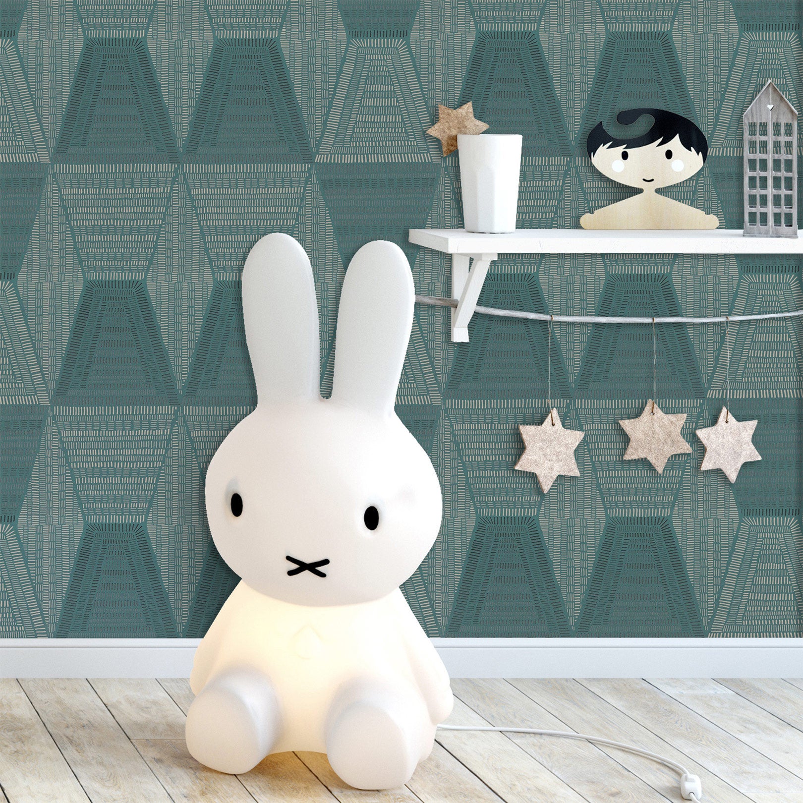 DAIA Abstract Pattern Wallpaper - VERT IMPERIAL Muted Blue