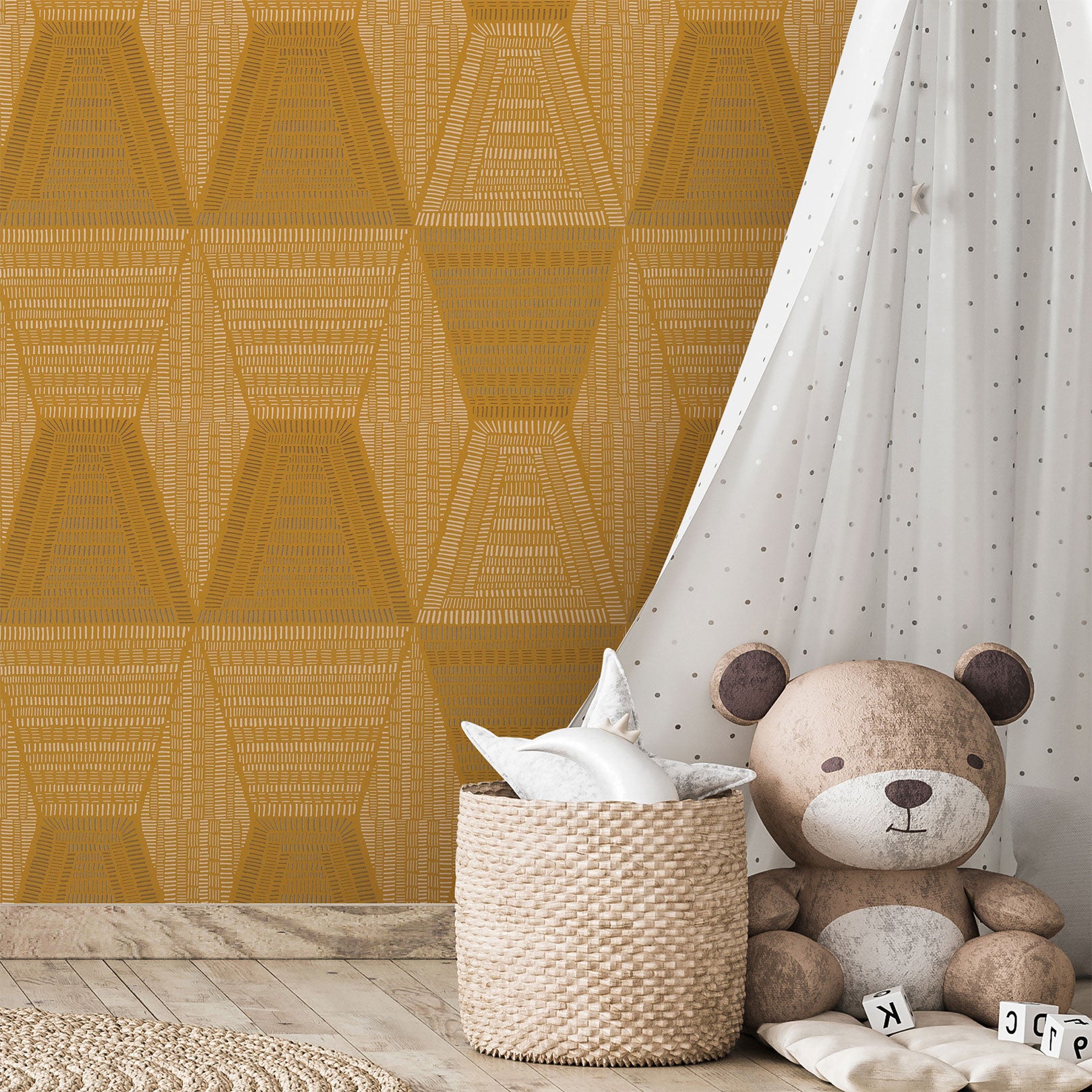Tapete mit abstraktem Muster DAIA - OCRE Gelb