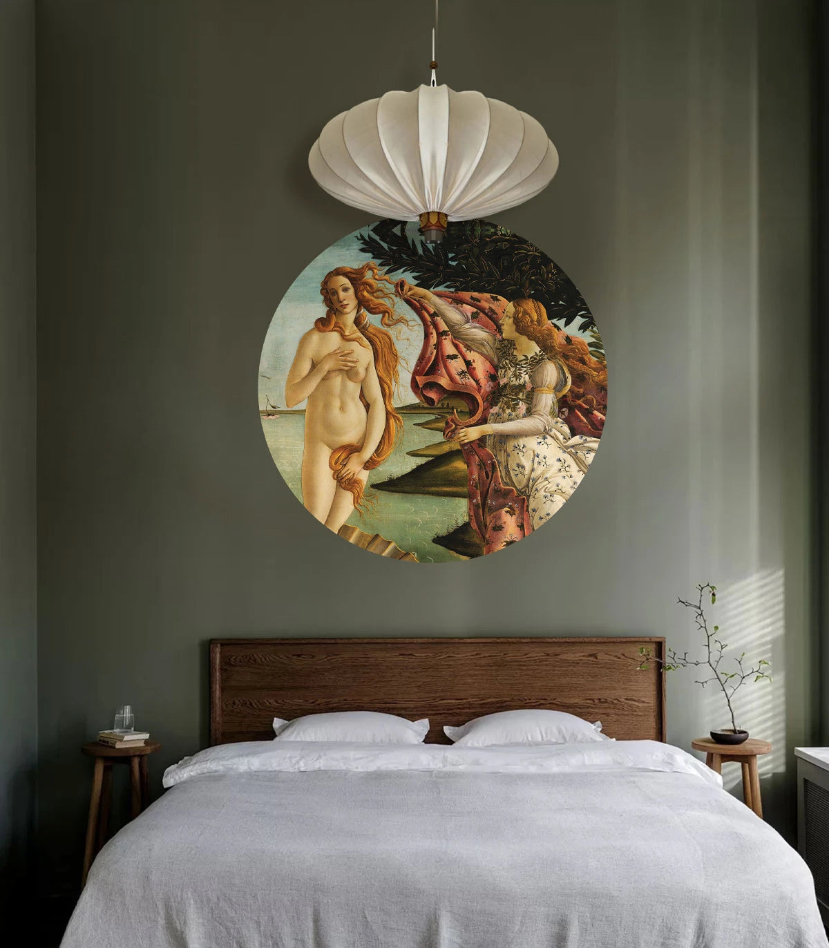 Mural w kształcie koła DOTS - BIRTH OF VENUS zielony z niebieskim