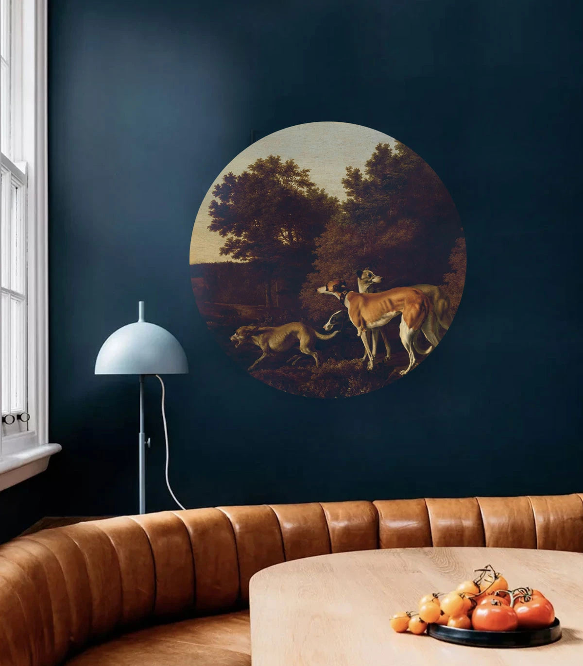 Mural w kształcie koła DOTS - CHART ciemnozielony z niebieskim