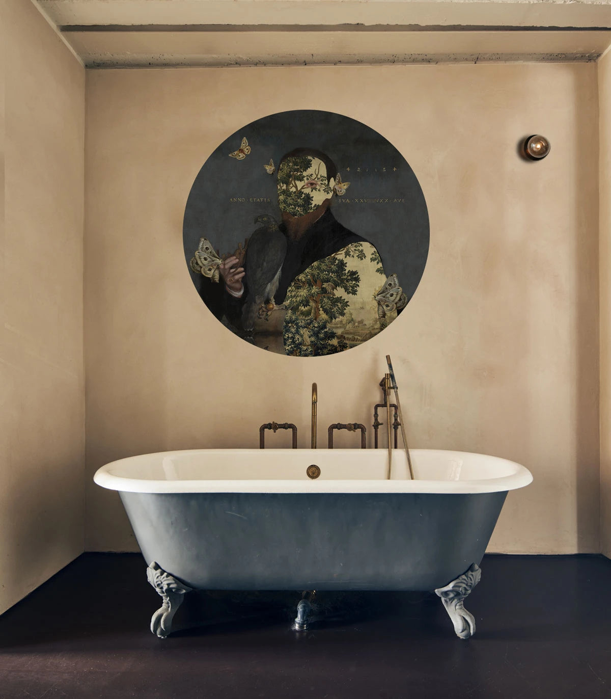 Mural w kształcie koła DOTS - GENTLEMAN MOTH dunkelgrau