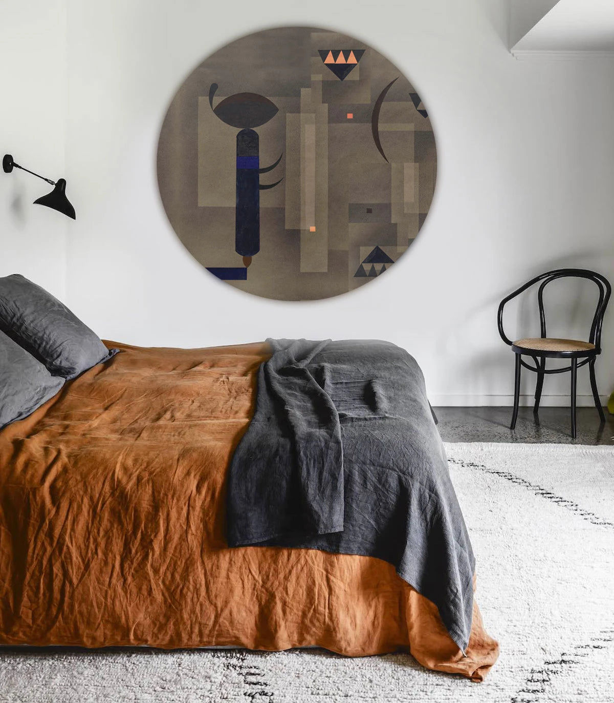 Mural w kształcie koła DOTS - GLOOMY GEOMETRY brązowy