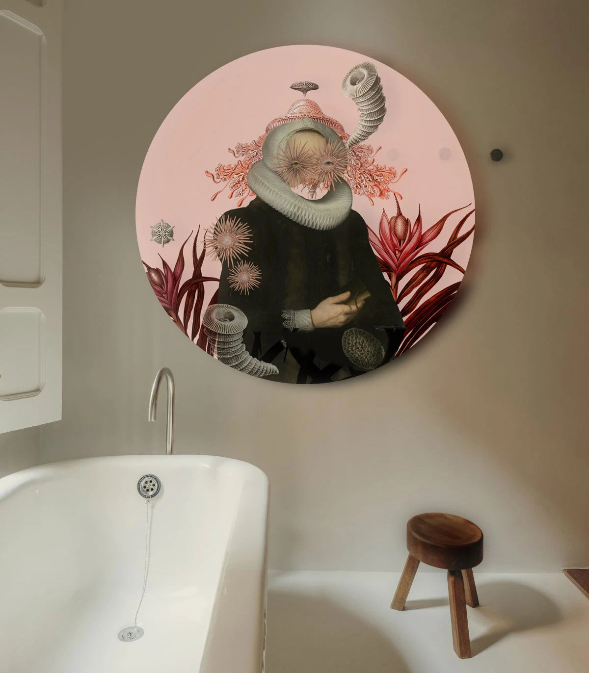 Circle-shaped Mural DOTS - LADY MEDUSA pink