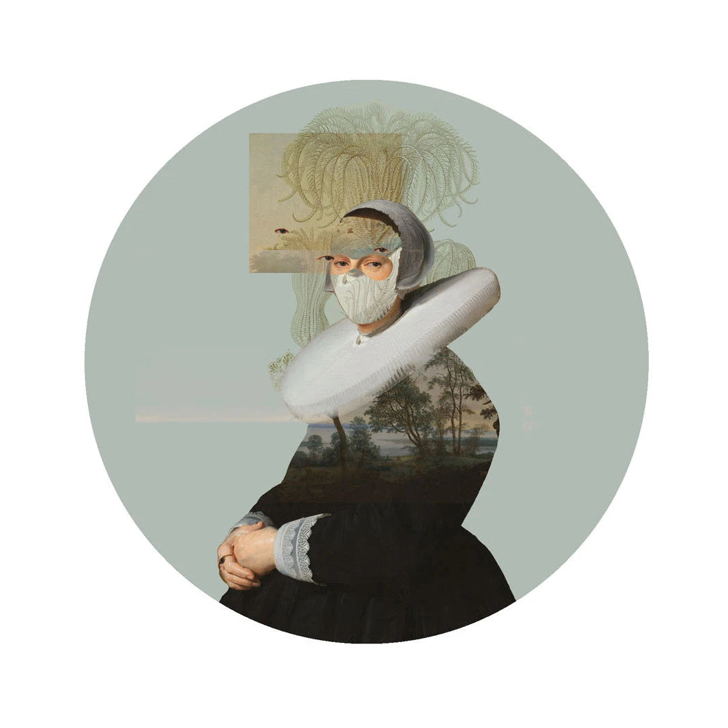 Wandbild in Kreisform DOTS - LANDSCAPE MUSE grün