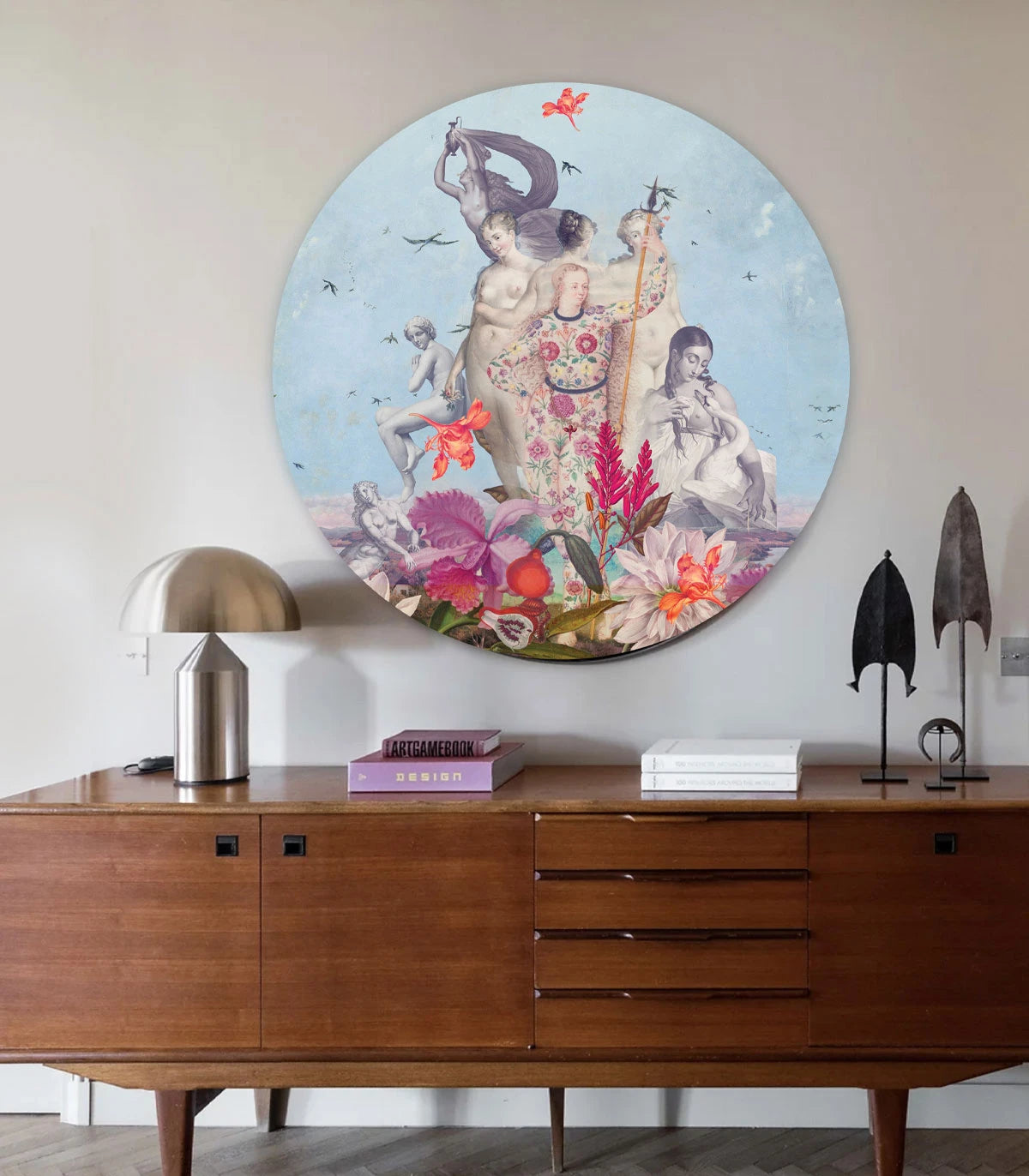 Mural w kształcie koła DOTS - WOMENS DAY blau