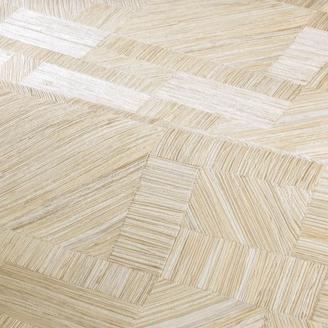 Wallpaper imitating straw patchwork IMBRICATION - IVORY beige