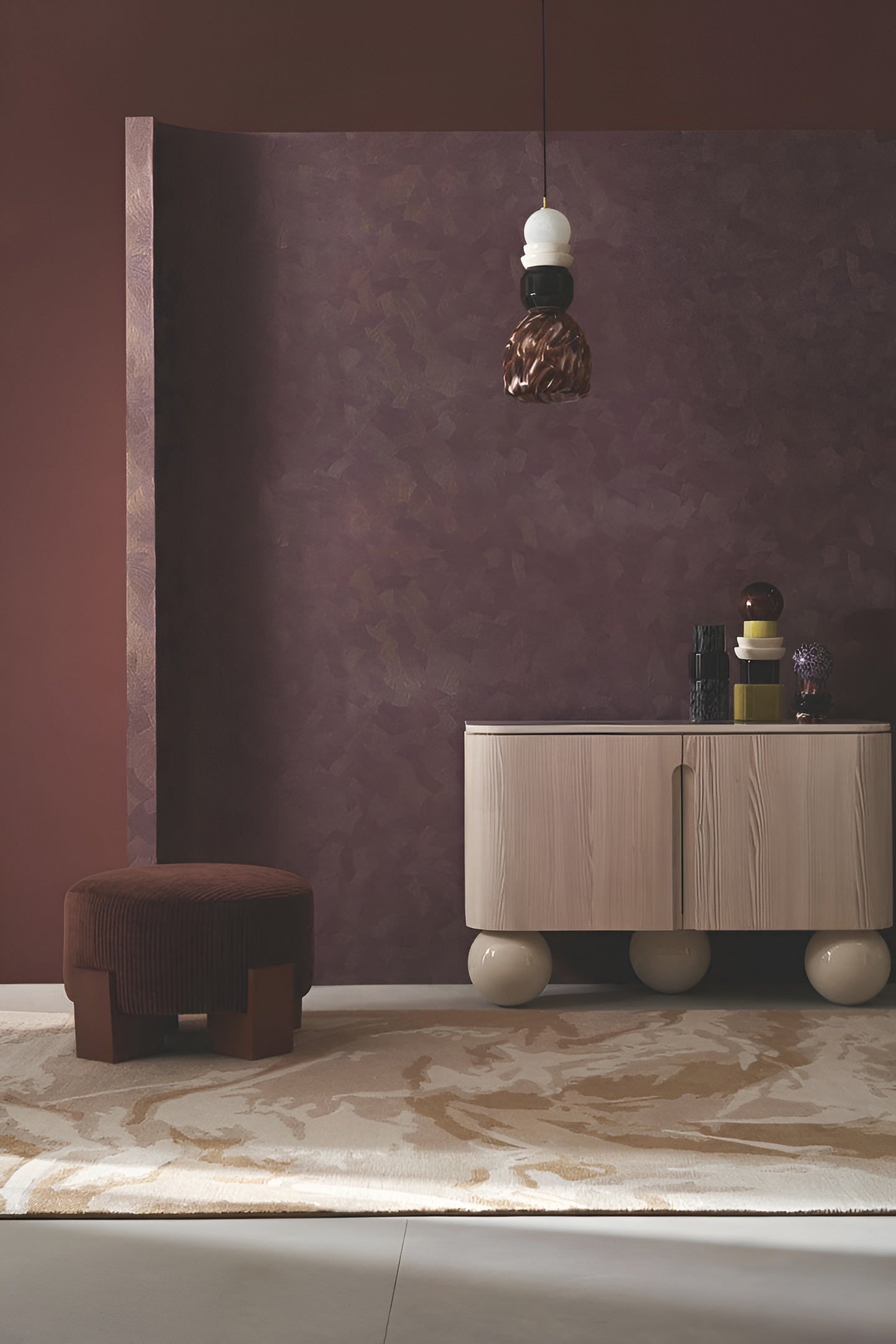 Metalltapete BERENICE - AUBERGINE/DORÉ lila mit Gold