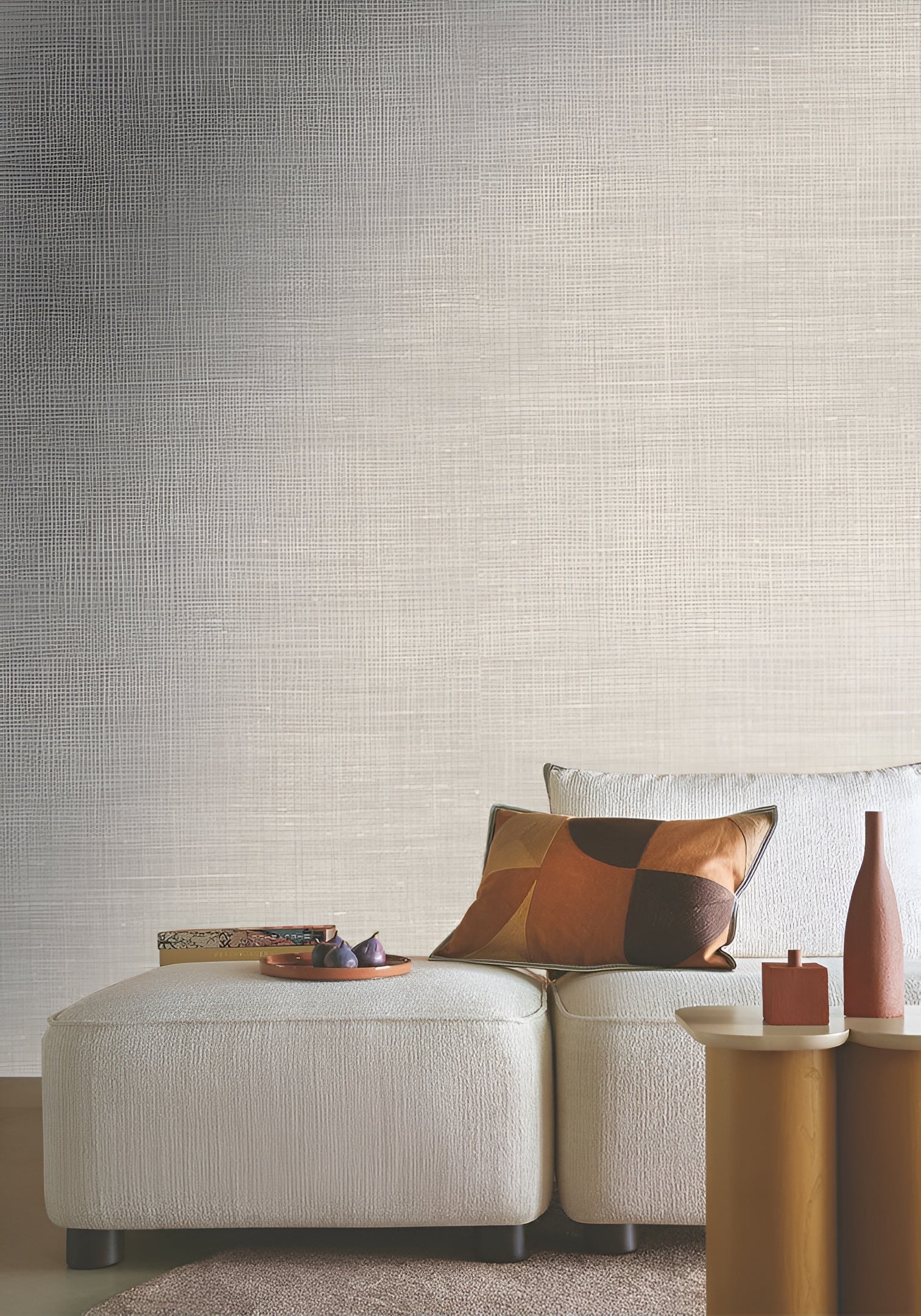 Structural wallpaper resembling linen canvas SHINOK - Beige GRES