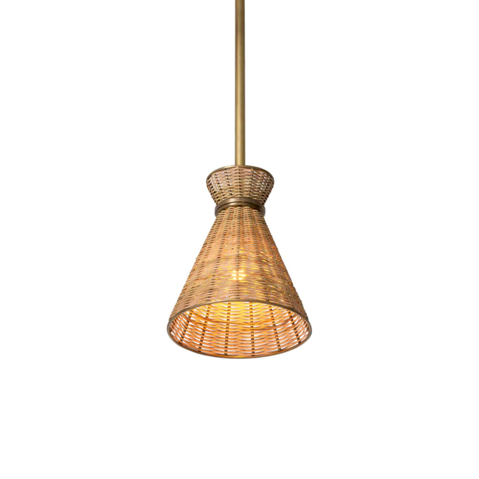 Lampa wisząca KON TIKI antyczny złoty z wikliną