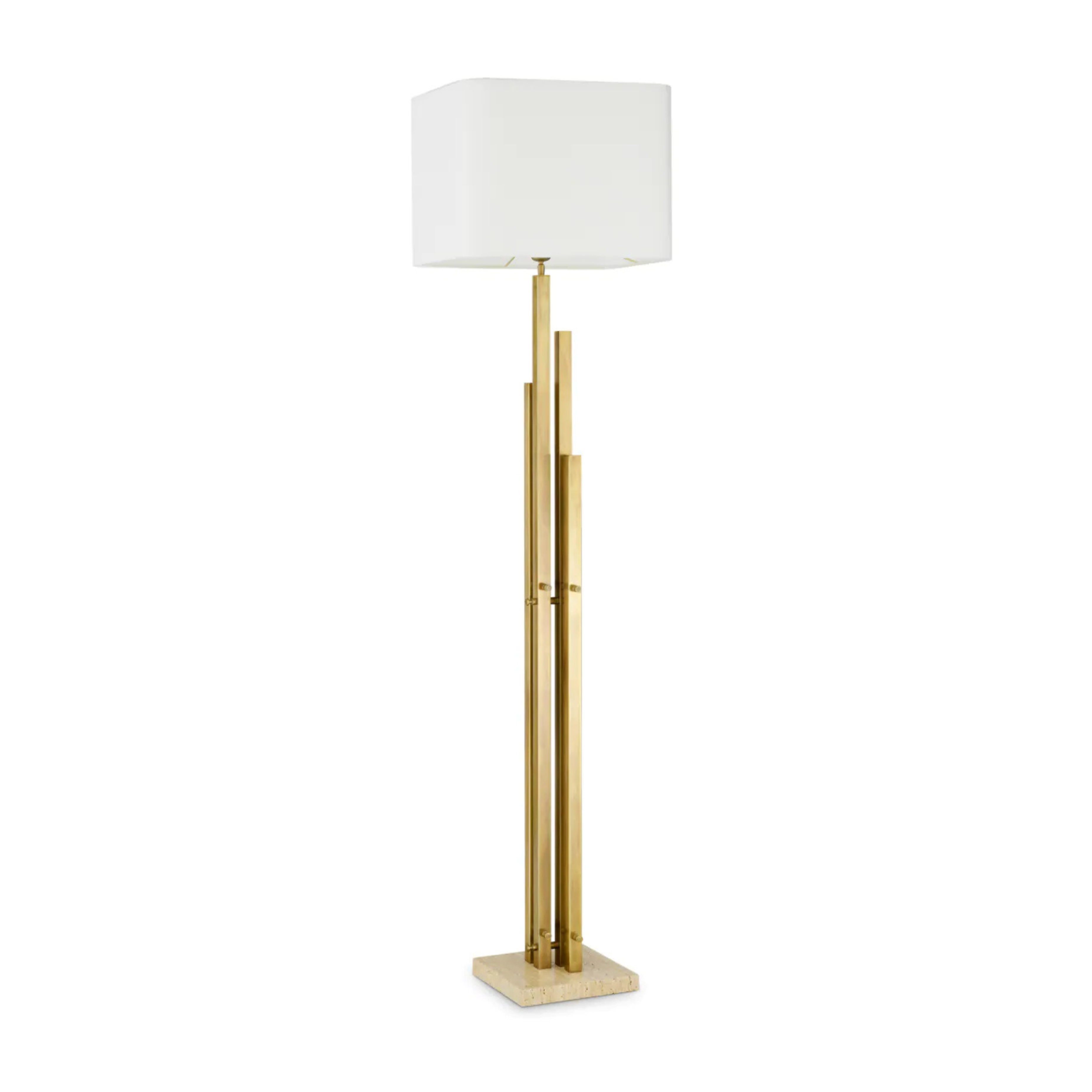 DESTINO floor lamp in gold with a travertine base