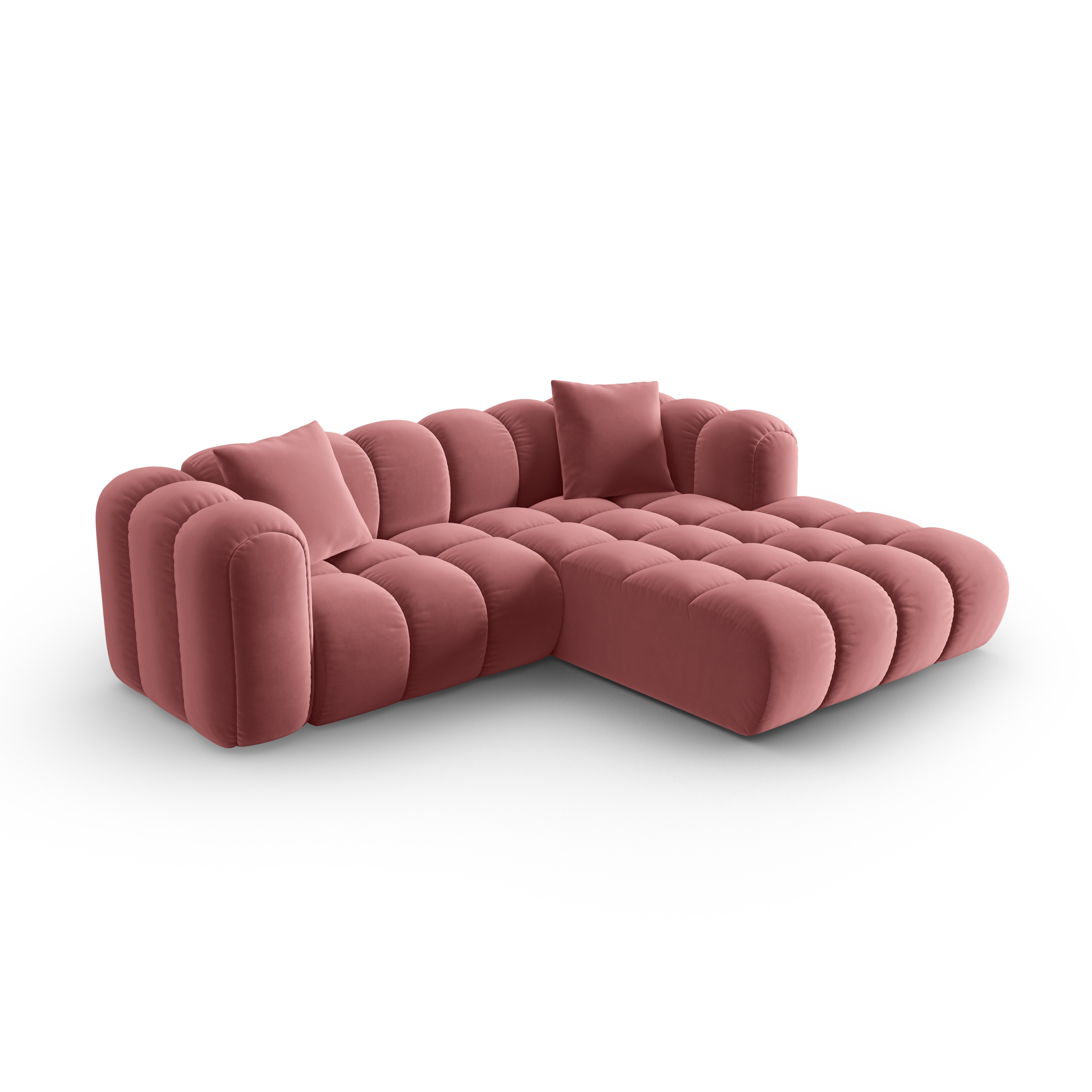 Samt-Ecksofa 3-sitzig rechts ASTRO rosa