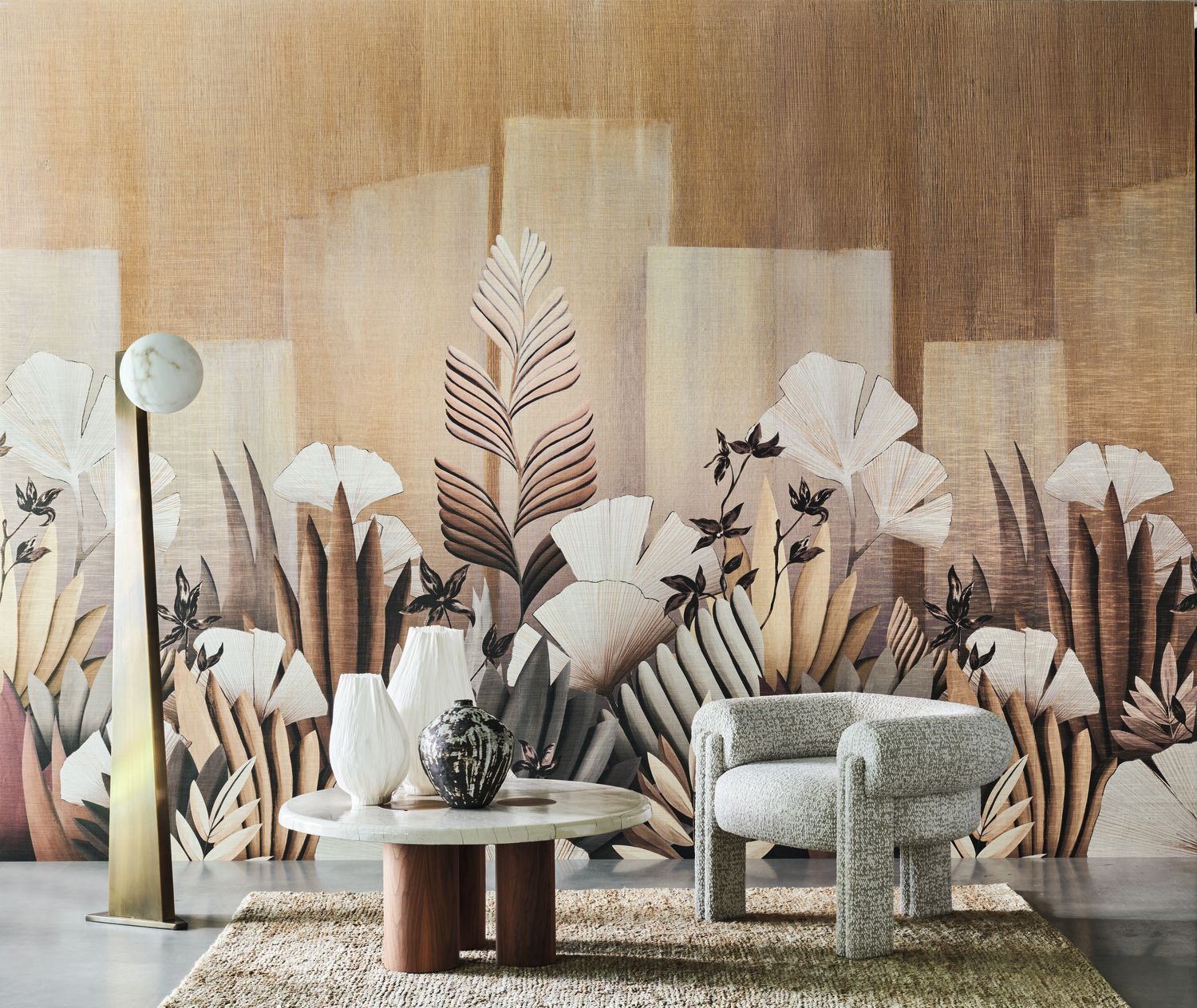 Plant-themed mural ICHO straw