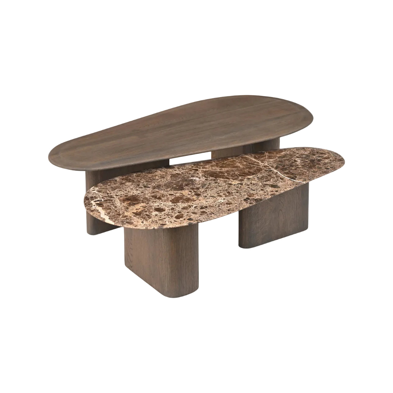 CASTELLO Coffee Table Set in Brown with Marble Top
