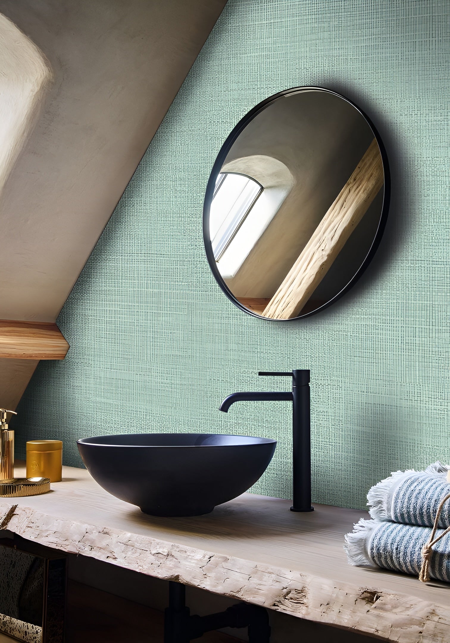 Strukturierte Tapete, die Leinwand imitiert CARIOCA - OPALINE türkis