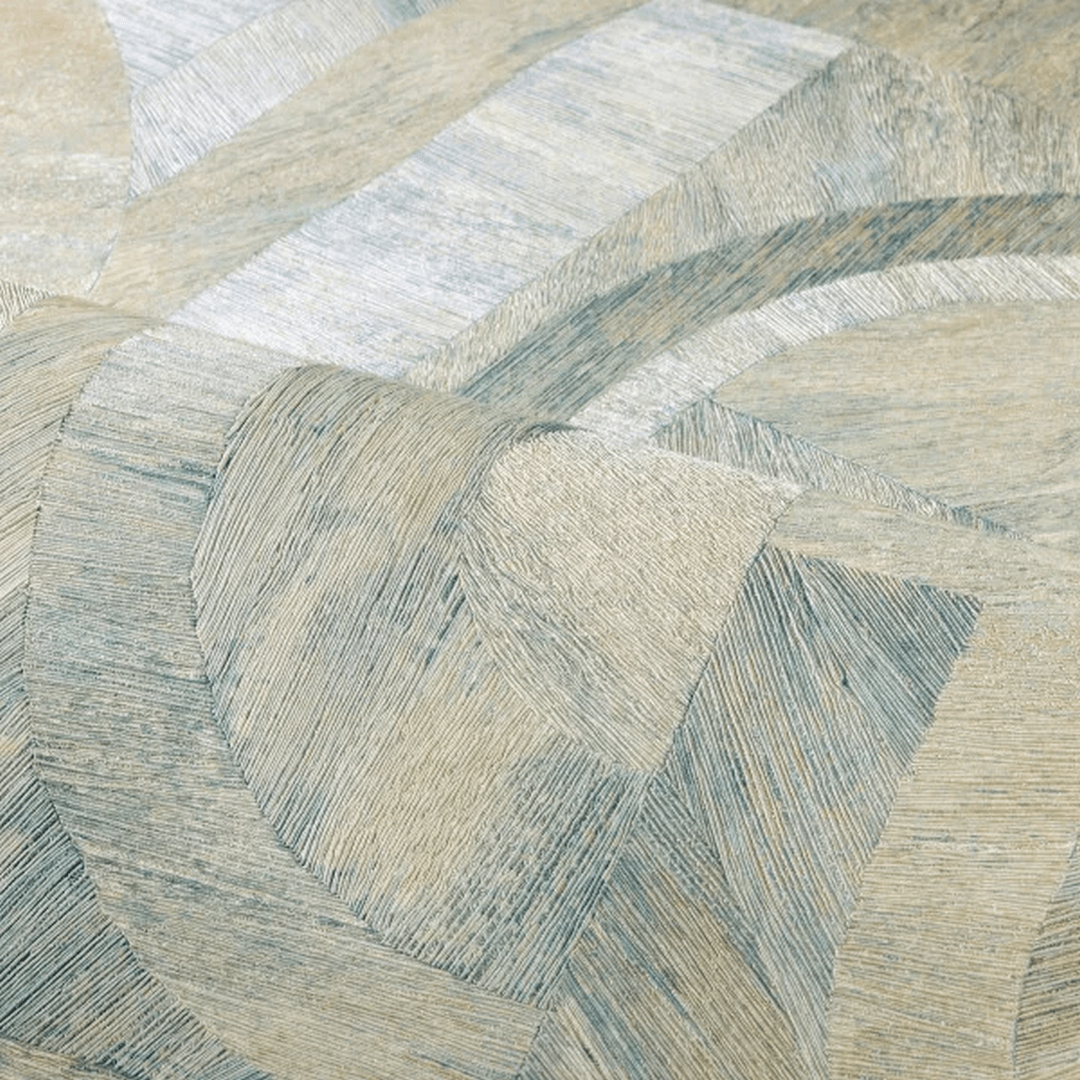 Tapeta z wzorem inspirowanym techniką intarsji INTARSIA - OPALINE lodowy błękit