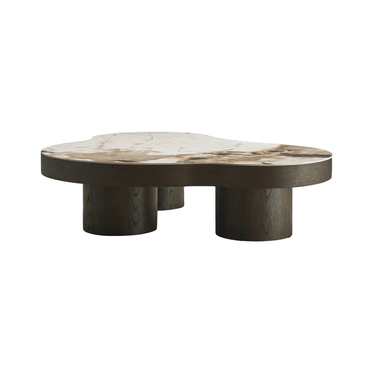 Kaffeetisch LANGFORD braun Eichenfurnier mit beigem Keramiktop