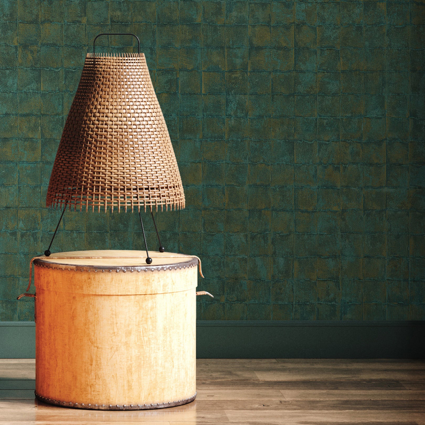 Tapeta strukturalna imitująca płytki FAENZA - EMERAUDE szmaragdowy