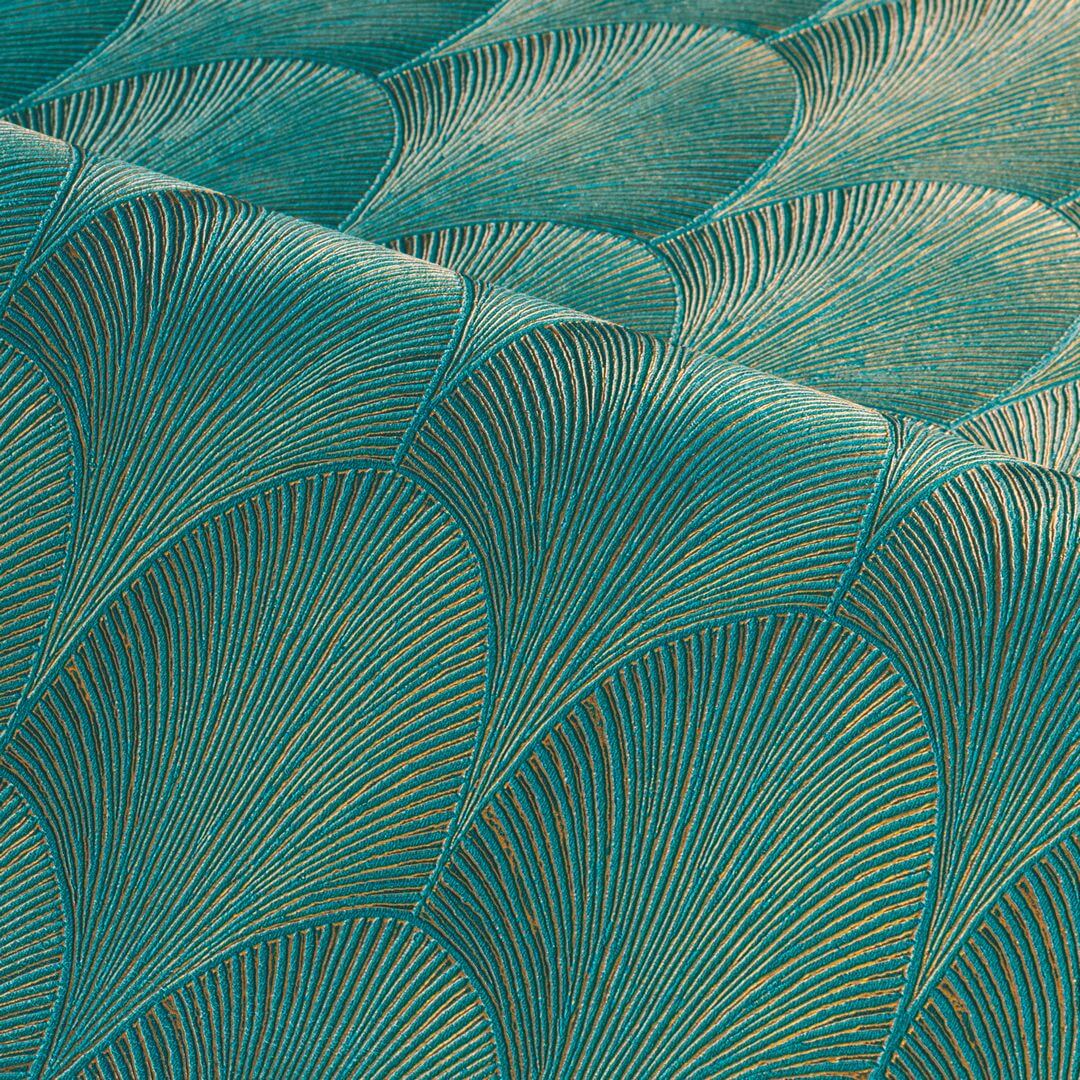 Tapeta metaliczna z geometrycznym wzorem TOURMALINE - EMERAUDE/DORE szmaragdowy ze złotym