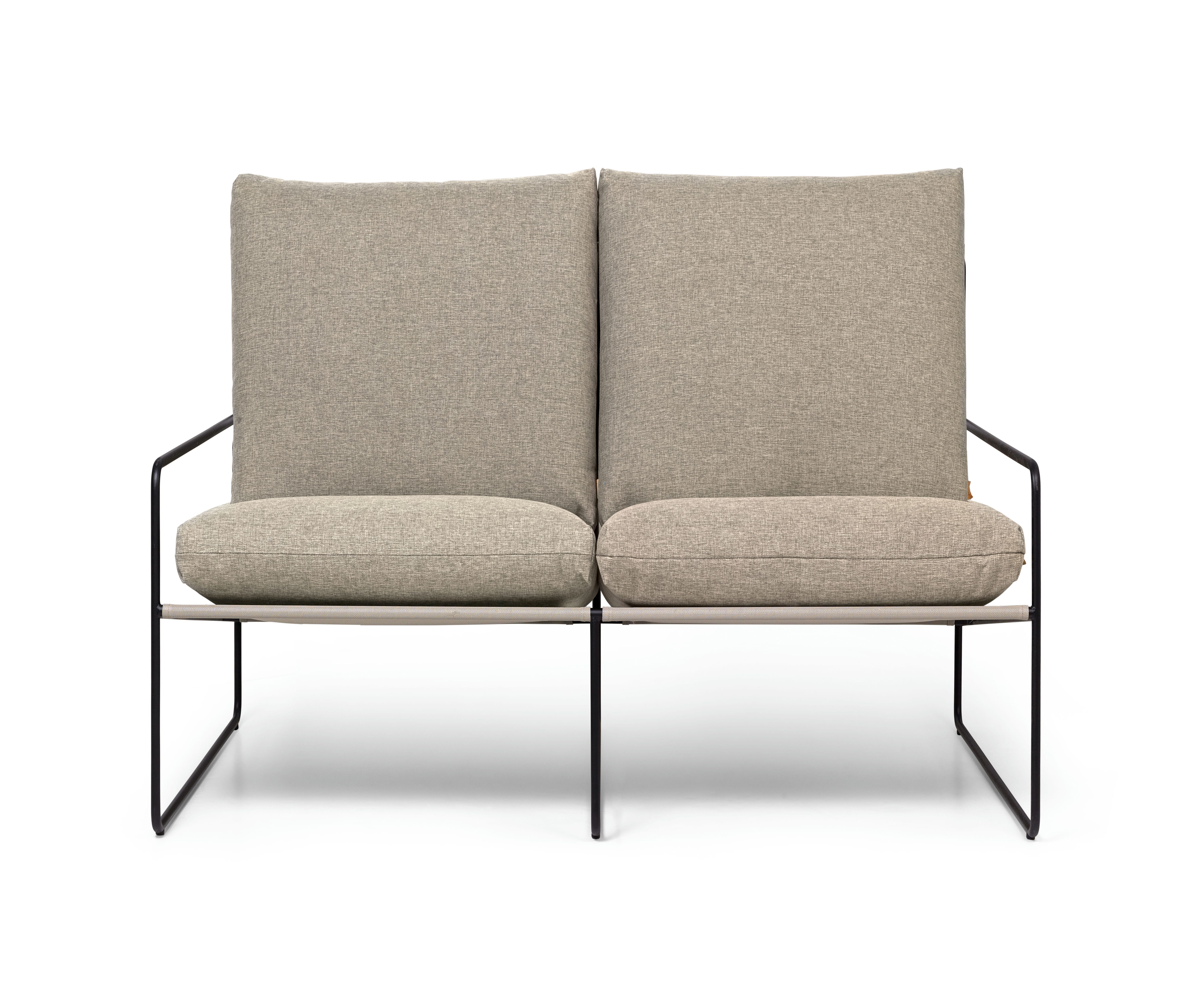 2-Personen-Sofa externer Wüste Beige mit einer schwarzen Basis