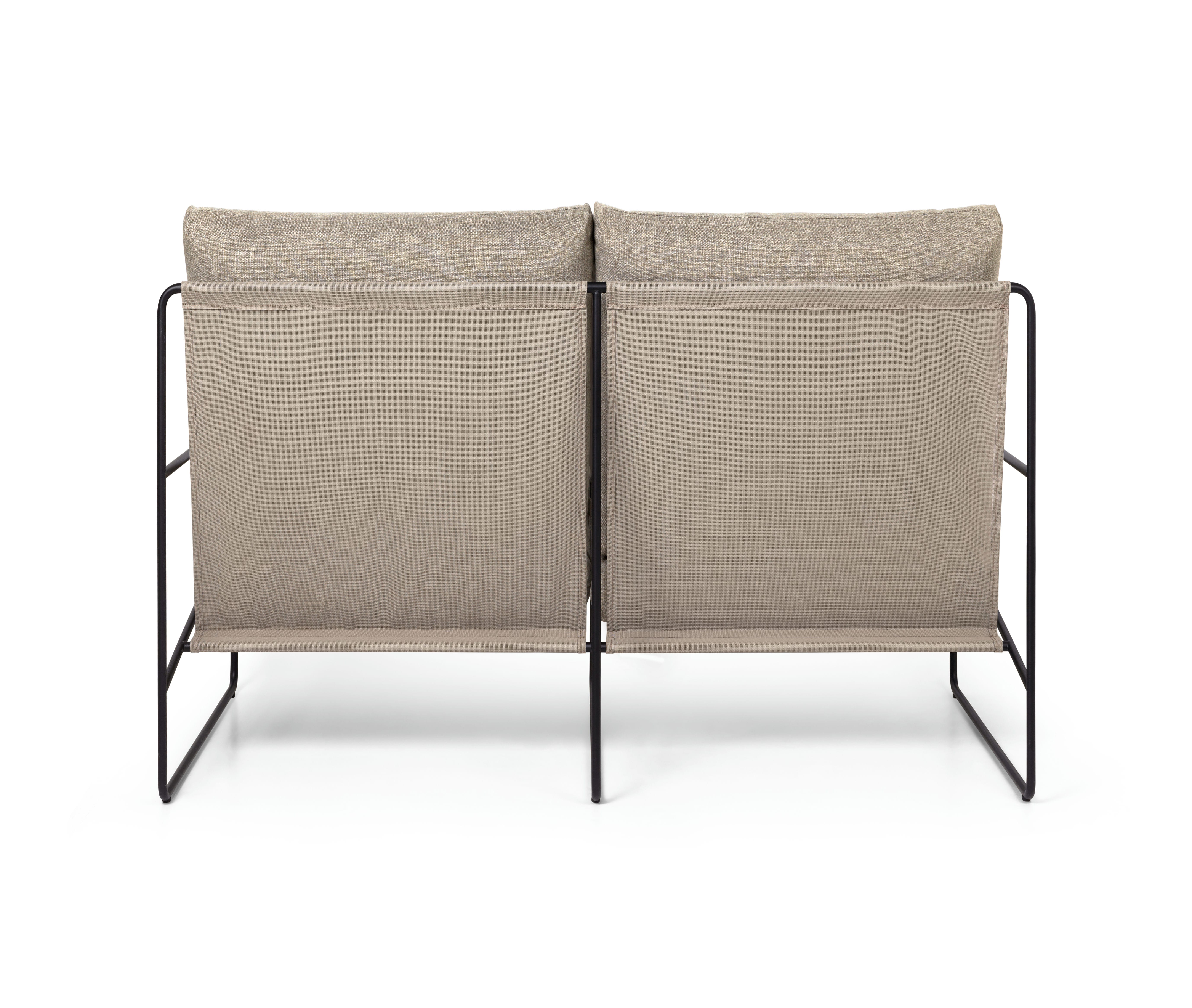 2-Personen-Sofa externer Wüste Beige mit einer schwarzen Basis
