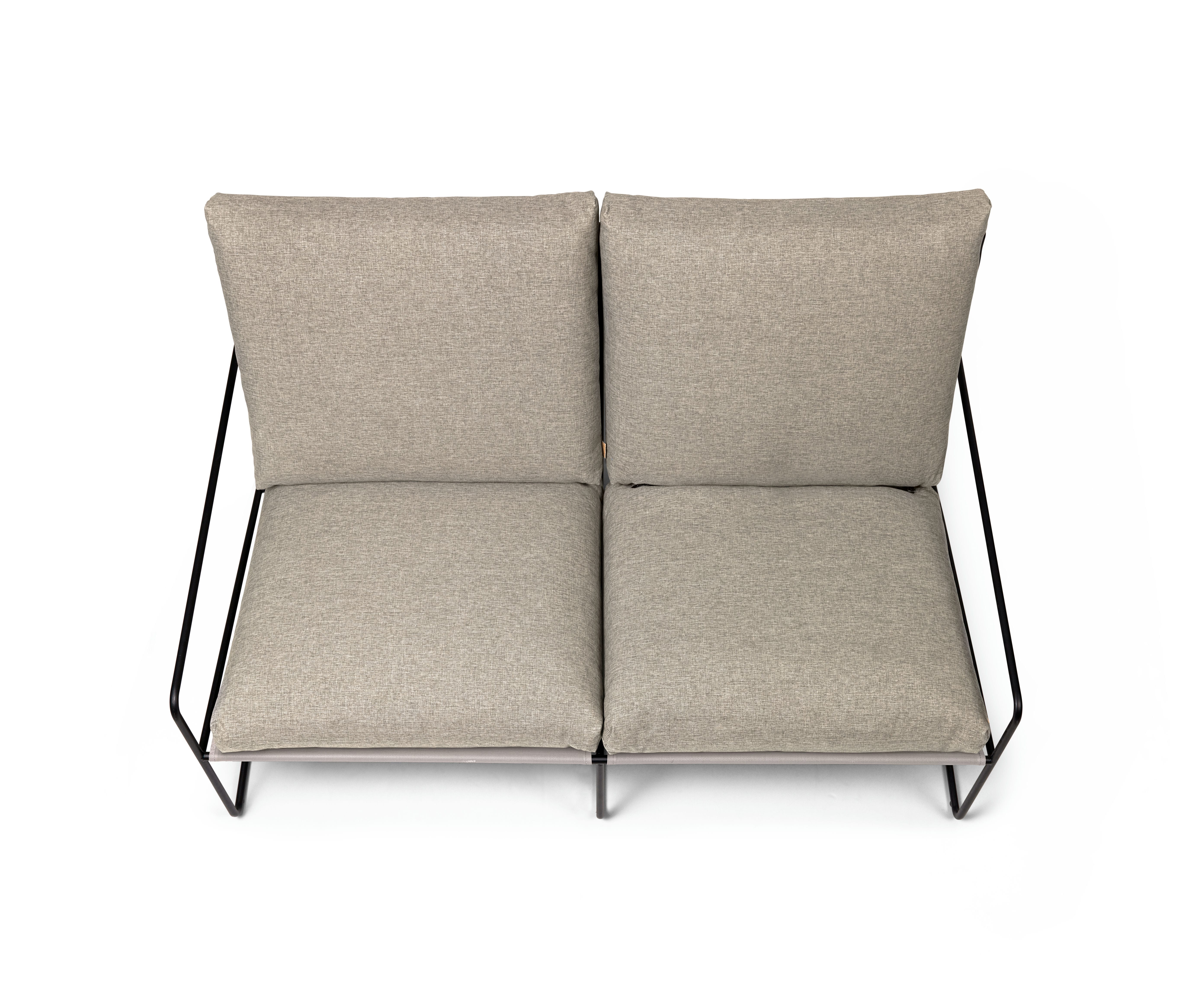 2-Personen-Sofa externer Wüste Beige mit einer schwarzen Basis