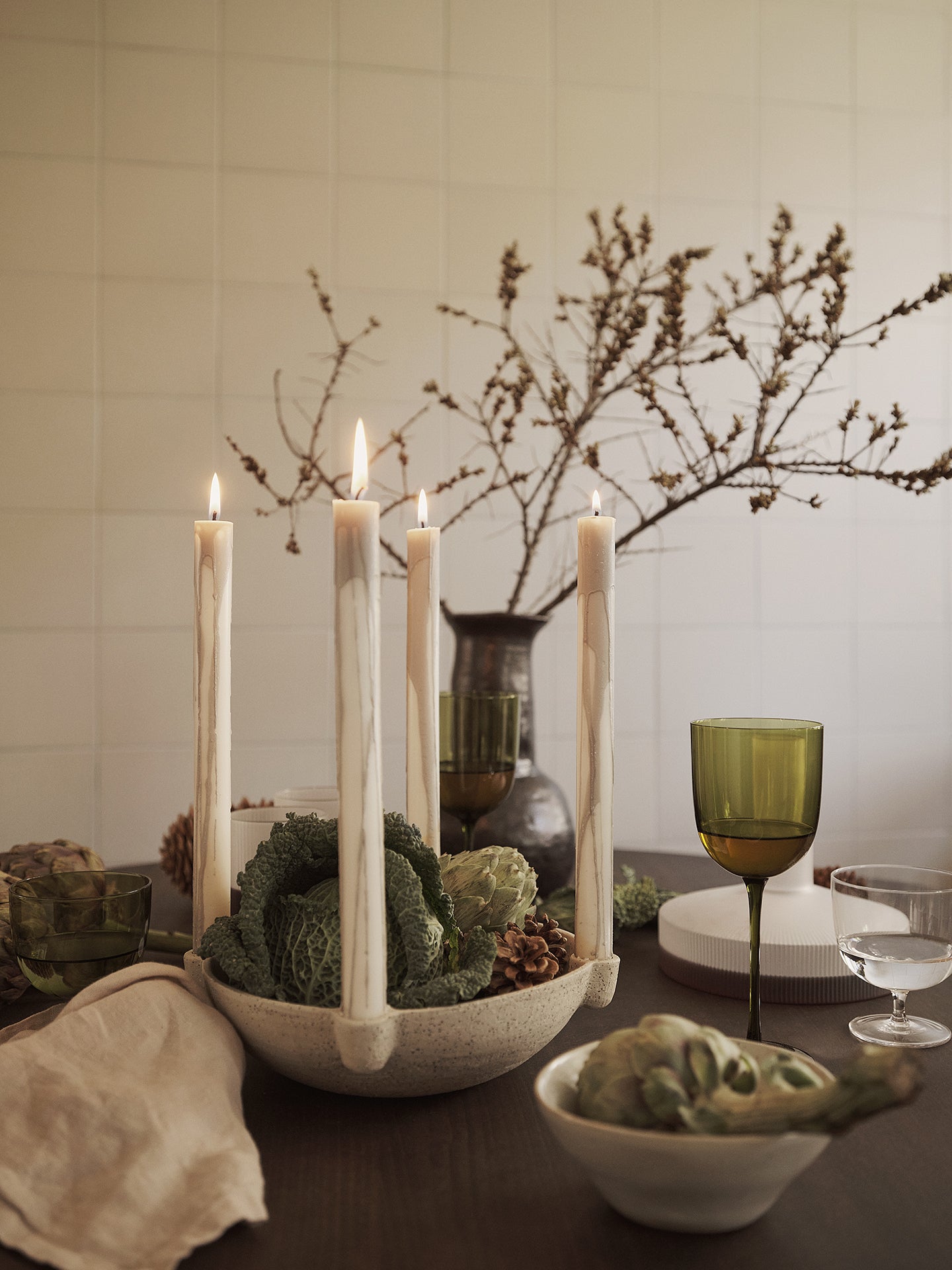 BOWL Candle Holder Sand Ceramic [Klaudia]