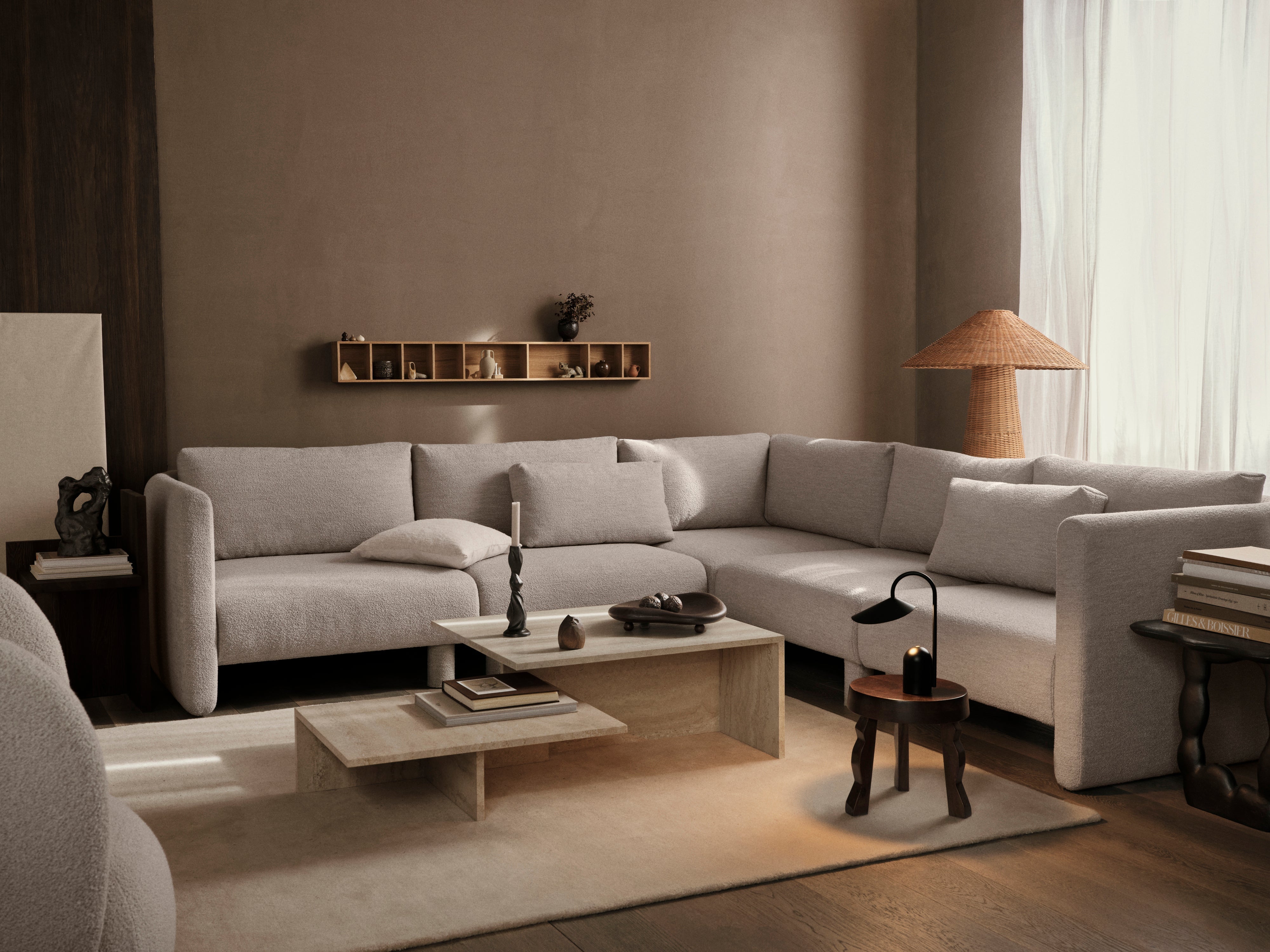 Sofa modułowa DASE - element narożny Bouclé złamana biel