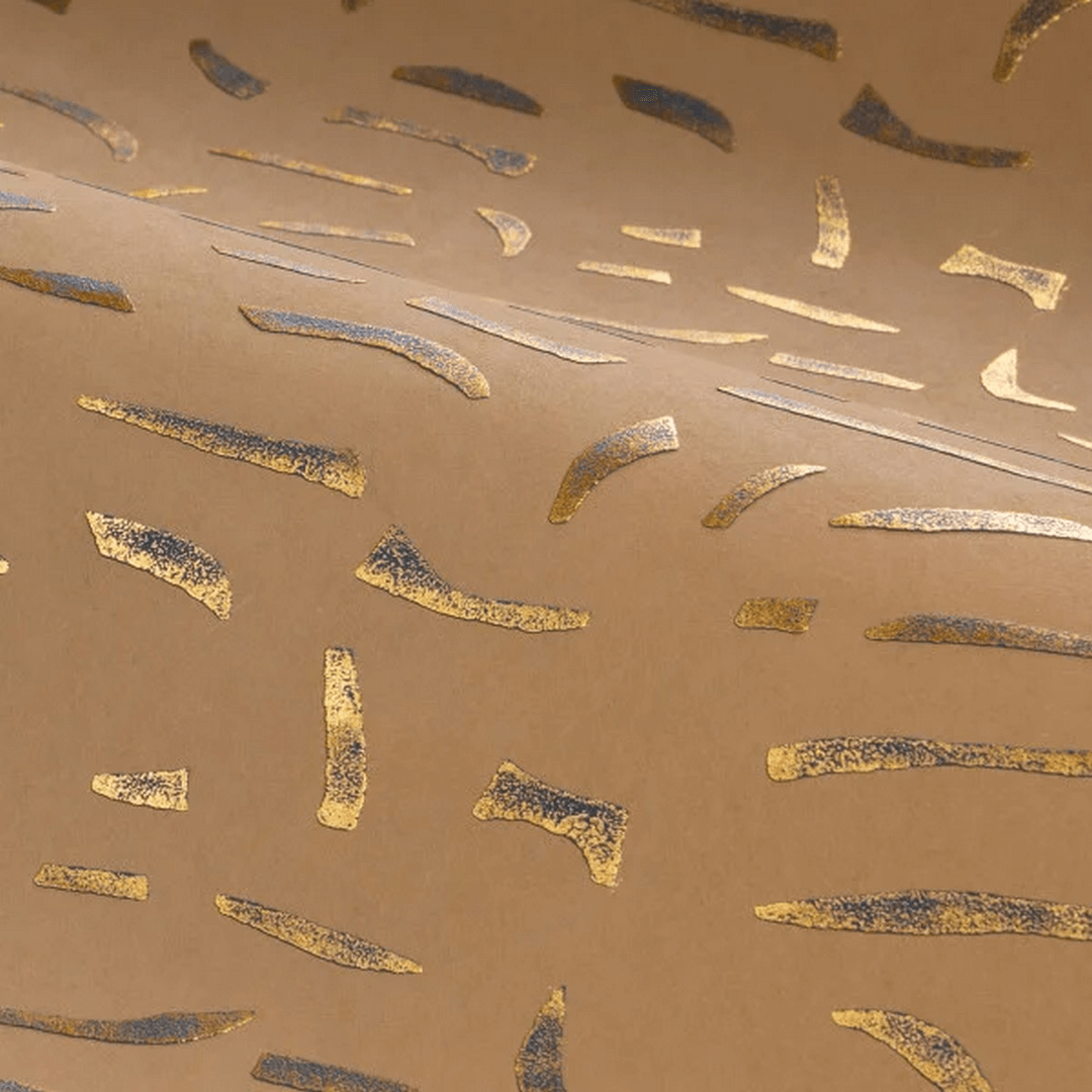 Tapeta strukturalna z metalicznym wzorem LUMÉIS - TERRE DE SIENNE BRONZE terakota z brązem