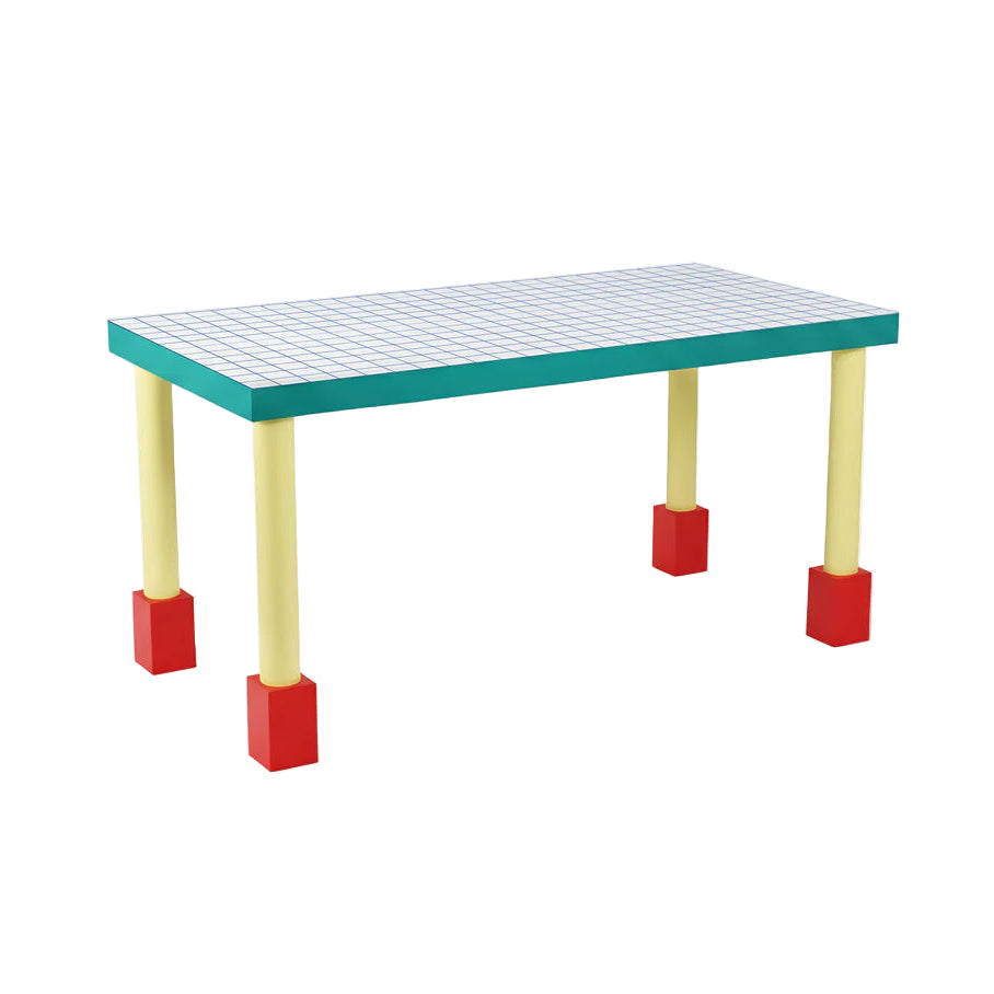 Tisch SUPERTABLE BLUE GRID gelb mit türkisfarbenem