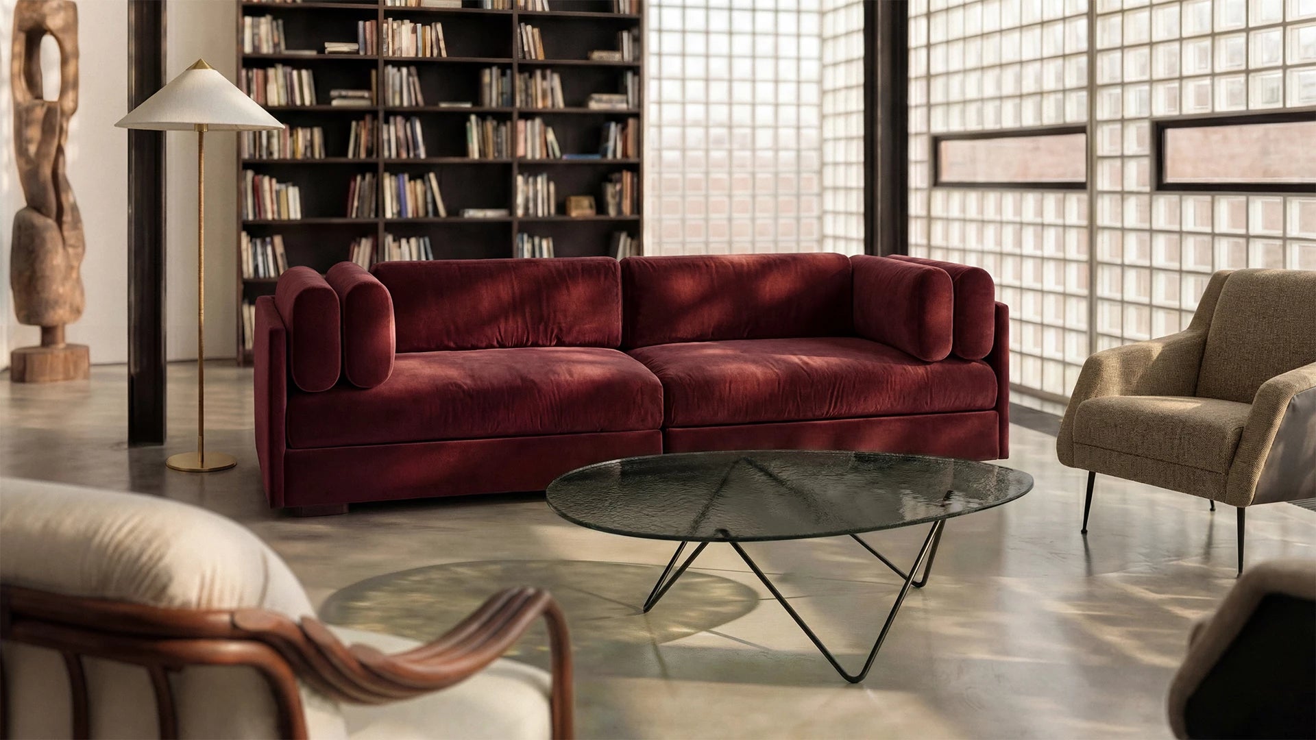 Stolik kawowy PEDRERA przydymione szkło z czarną podstawą