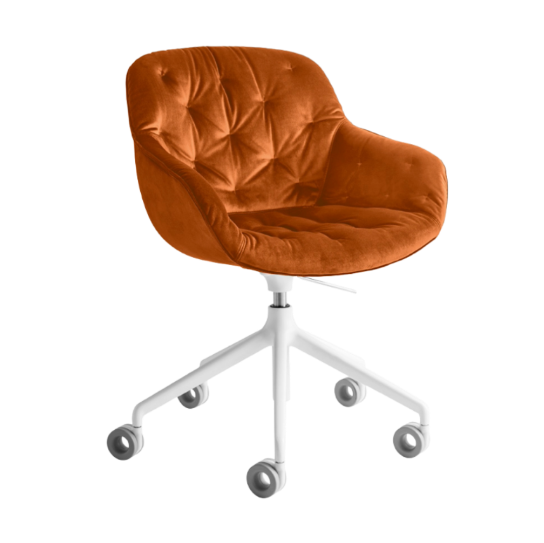 Krzesło biurowe IGLOO pikowane tapicerowane z białą podstawą