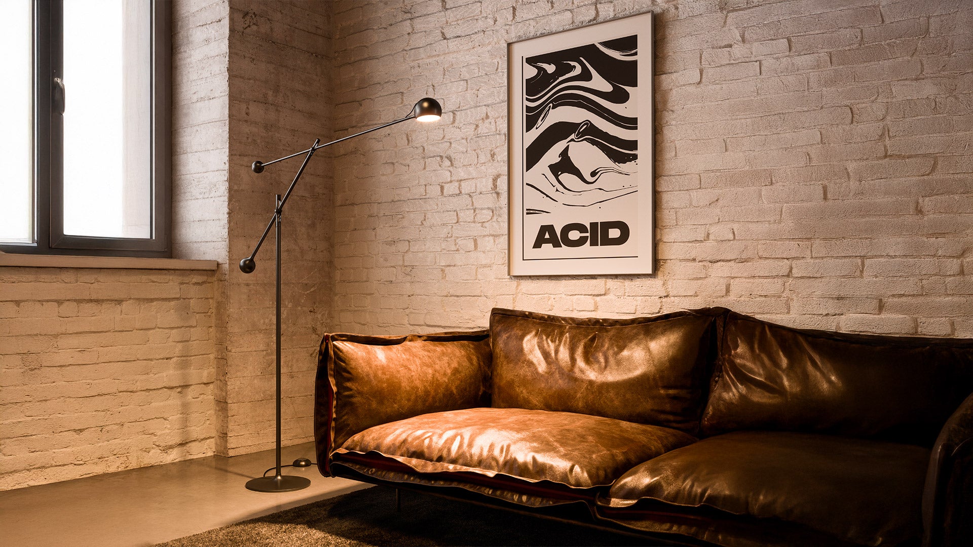 Verstellbare Stehlampe IXA in Anthrazit