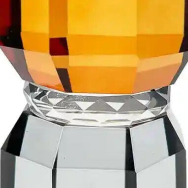 THYRA grauer Kerzenhalter mit bernsteinfarbenem Glas