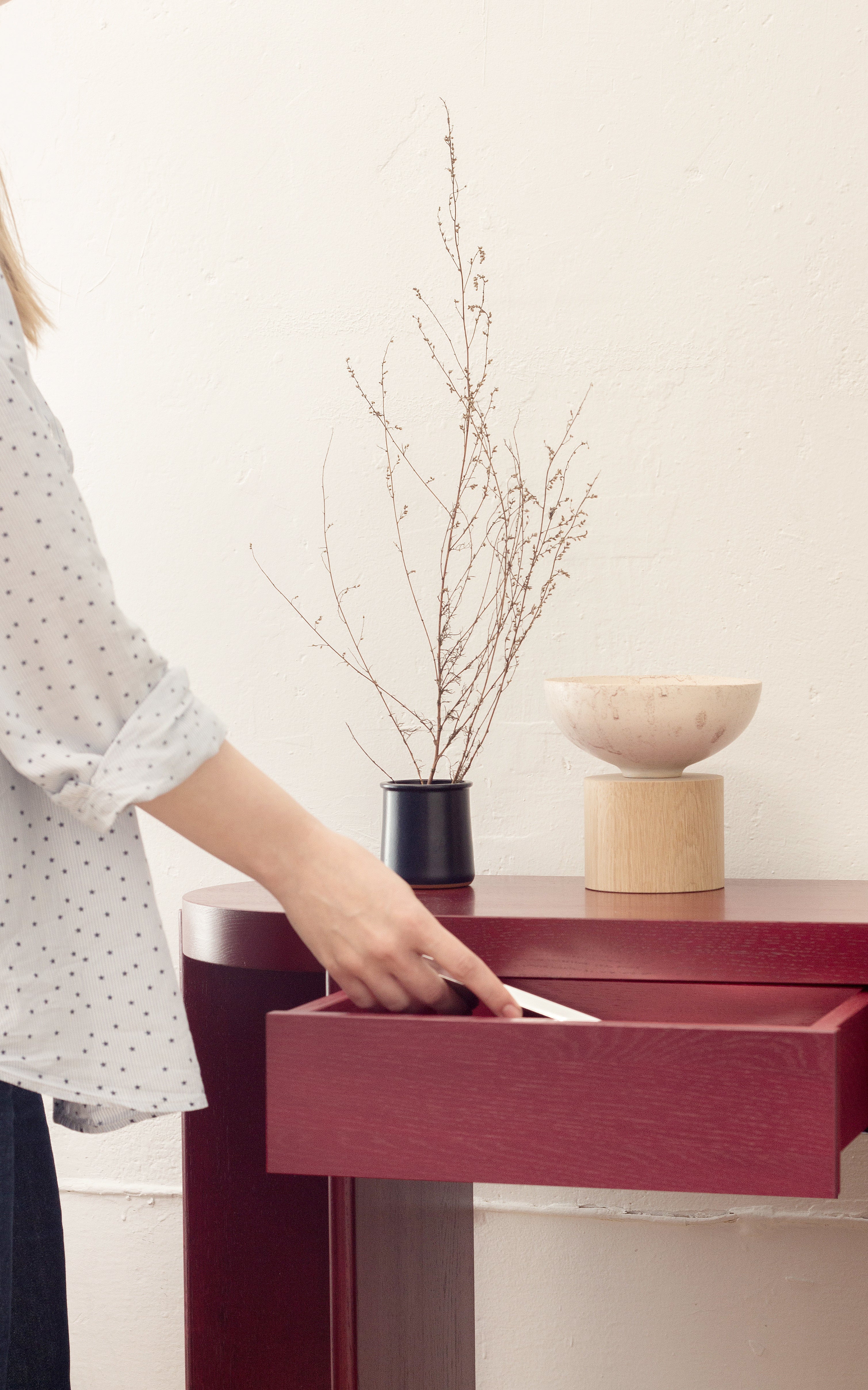 Konsola KIRU DUO kremowe drewno dębowe