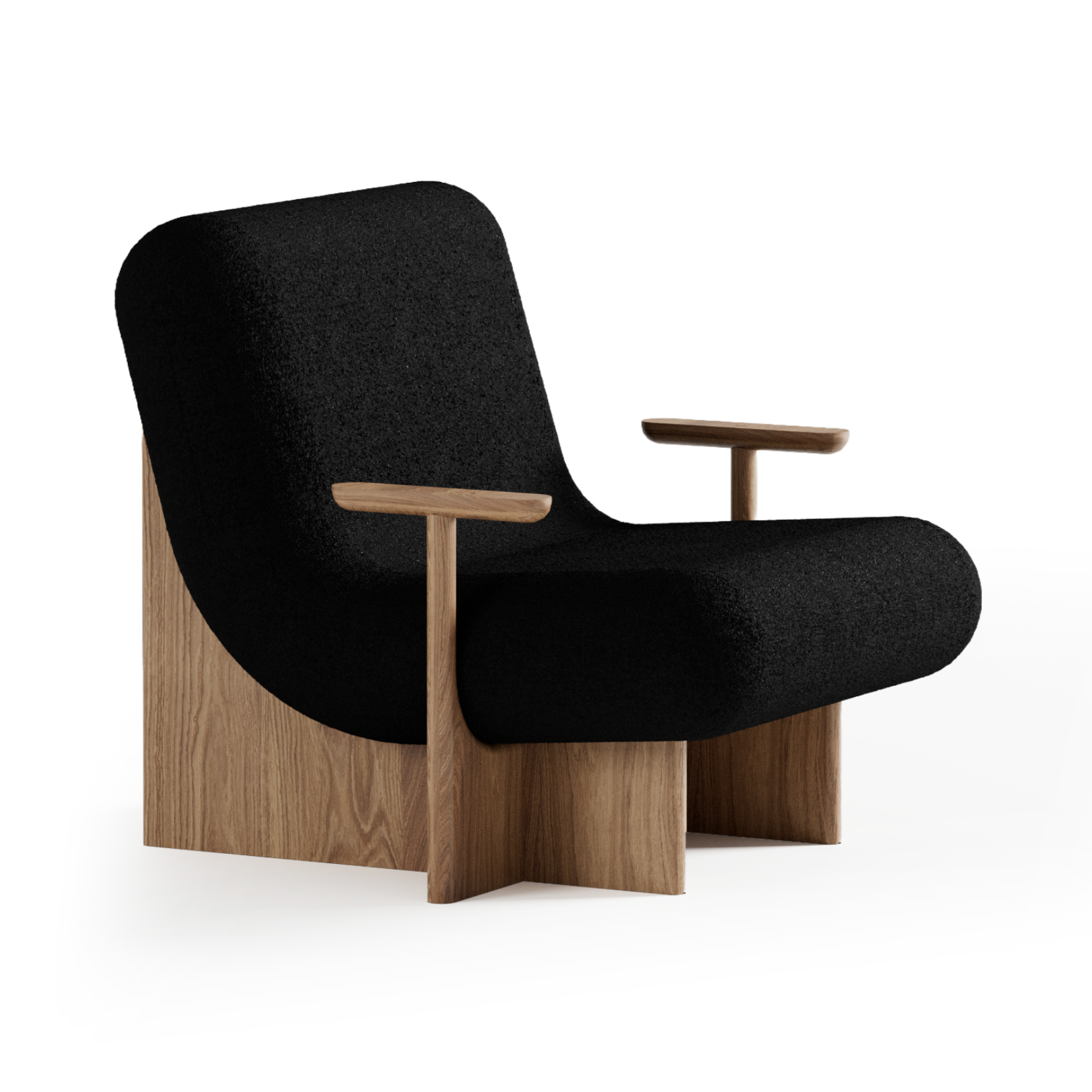KIVO Armchair in Black with Oak Base