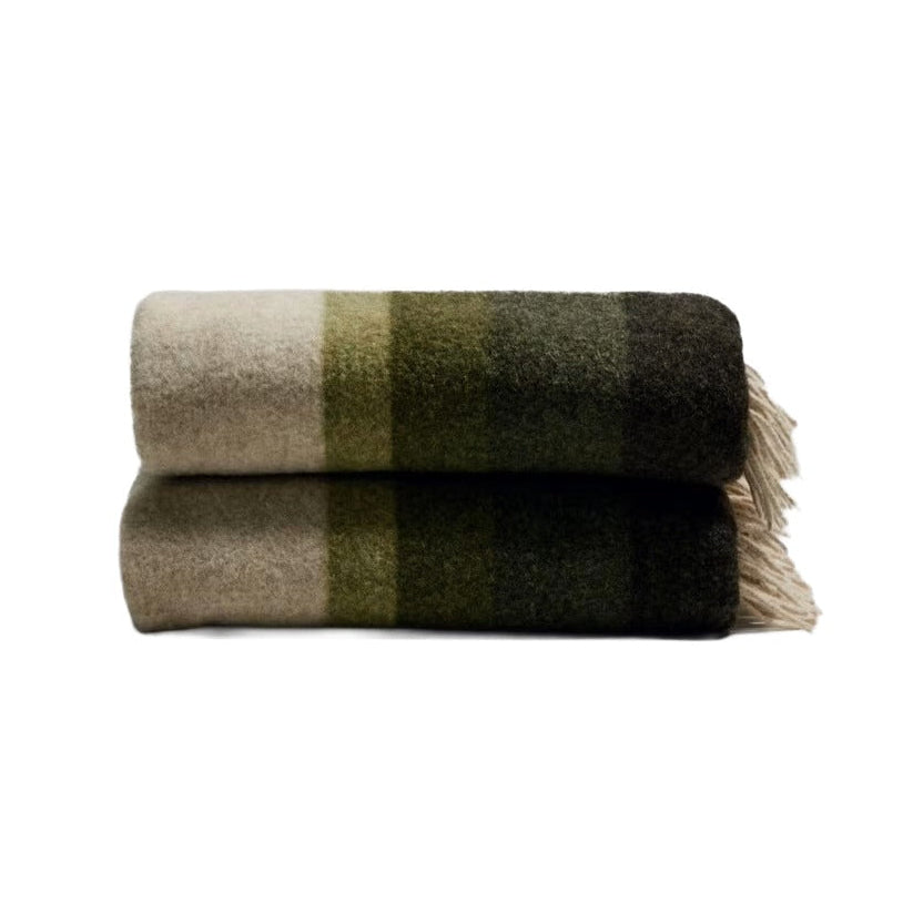 Wool rug VORENI beige with green