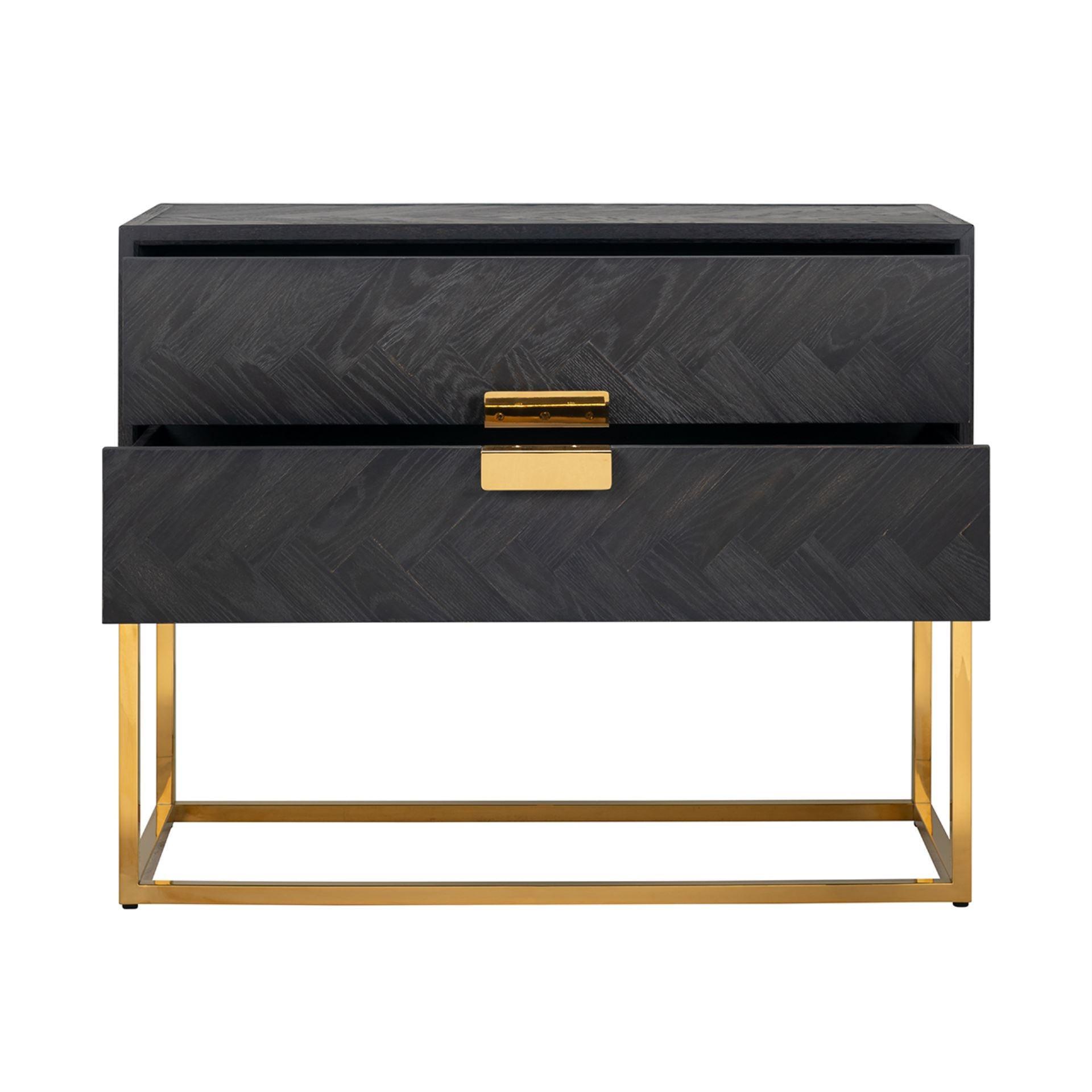 Komoda z szufladami BLACKBONE złoty – drewno dębowe, Richmond Interiors