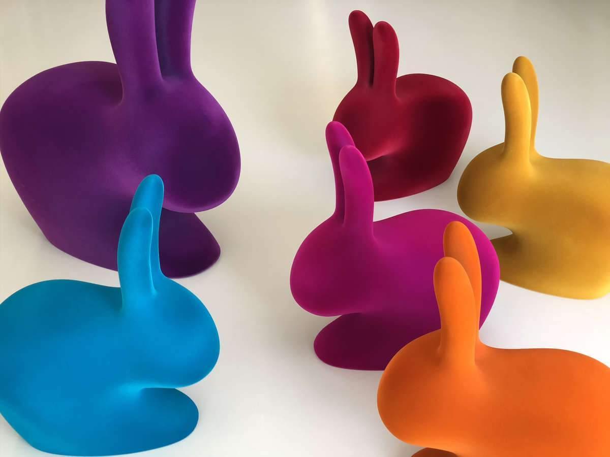 Krzesło RABBIT VELVET pomarańczowy Qeeboo    Eye on Design