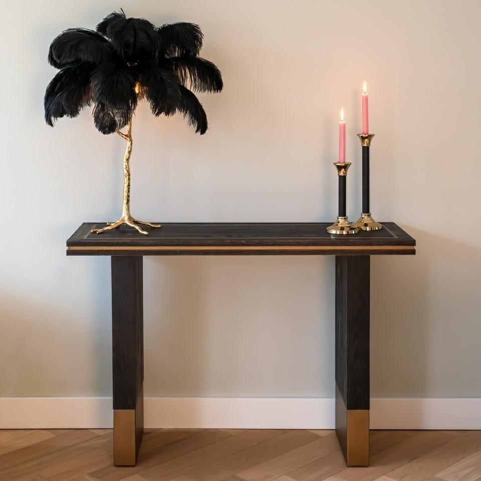 Lampa stołowa UPANOVA czarne pióra – styl glamour